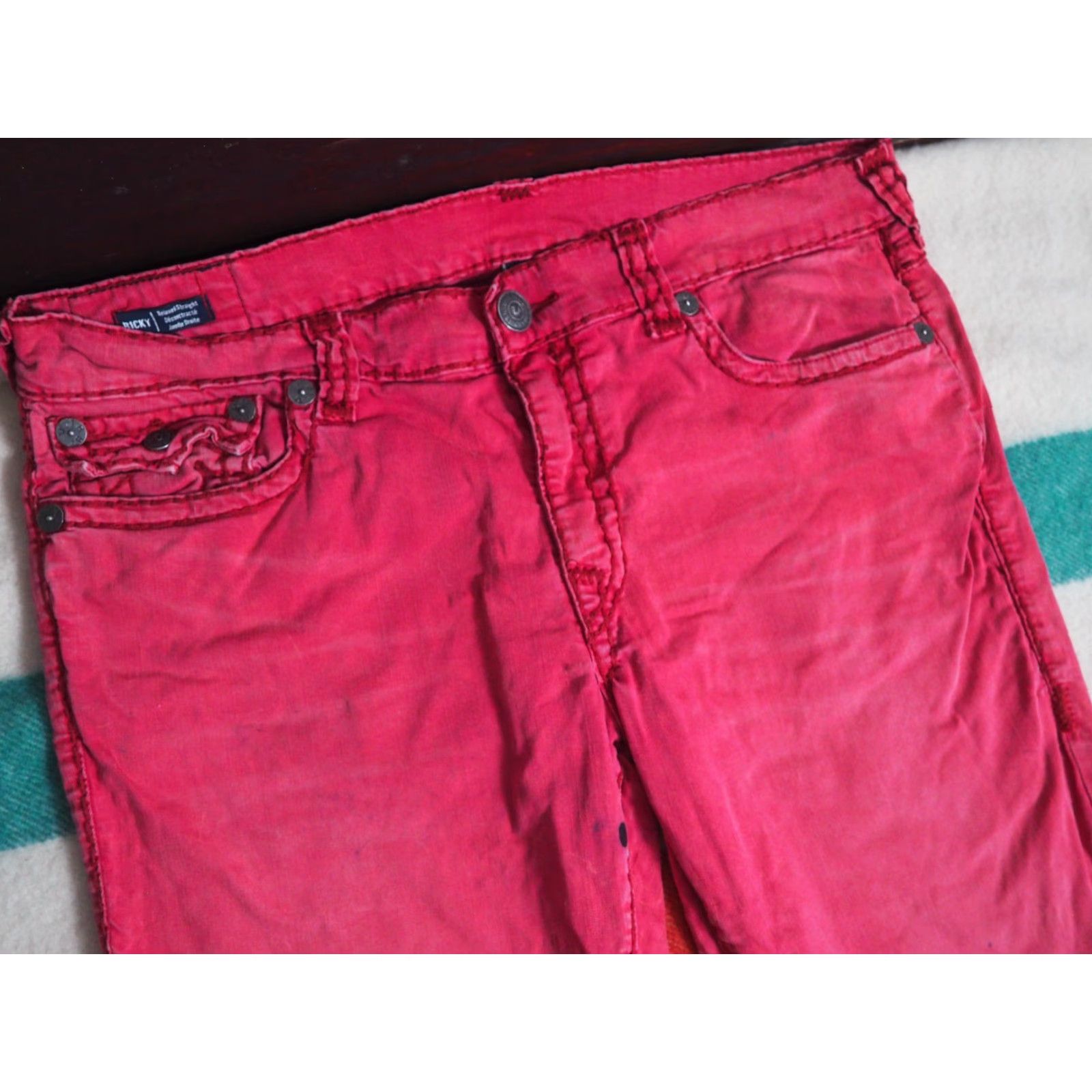True Religion VINTAGE True Religion Ricky Straight Pants Mens 40x33 Red Logo Chino Hip Hop Punk Size US 40 / EU 56 - 4 Thumbnail