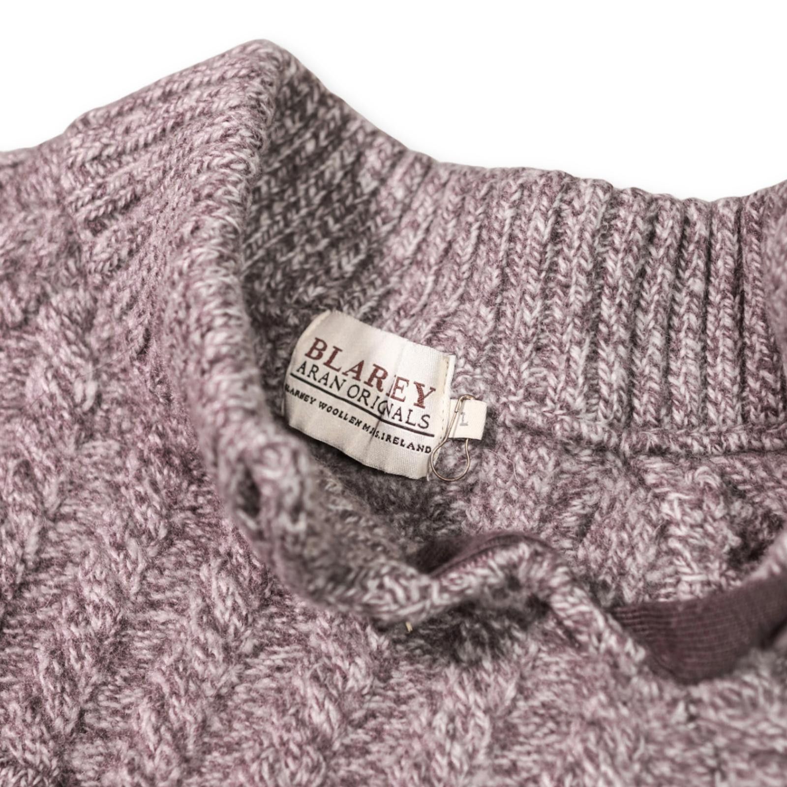 Designer Blarney Aran Originals Wool Sweater Funnel Neck Gray Large Size US L / EU 52-54 / 3 - 3 Thumbnail