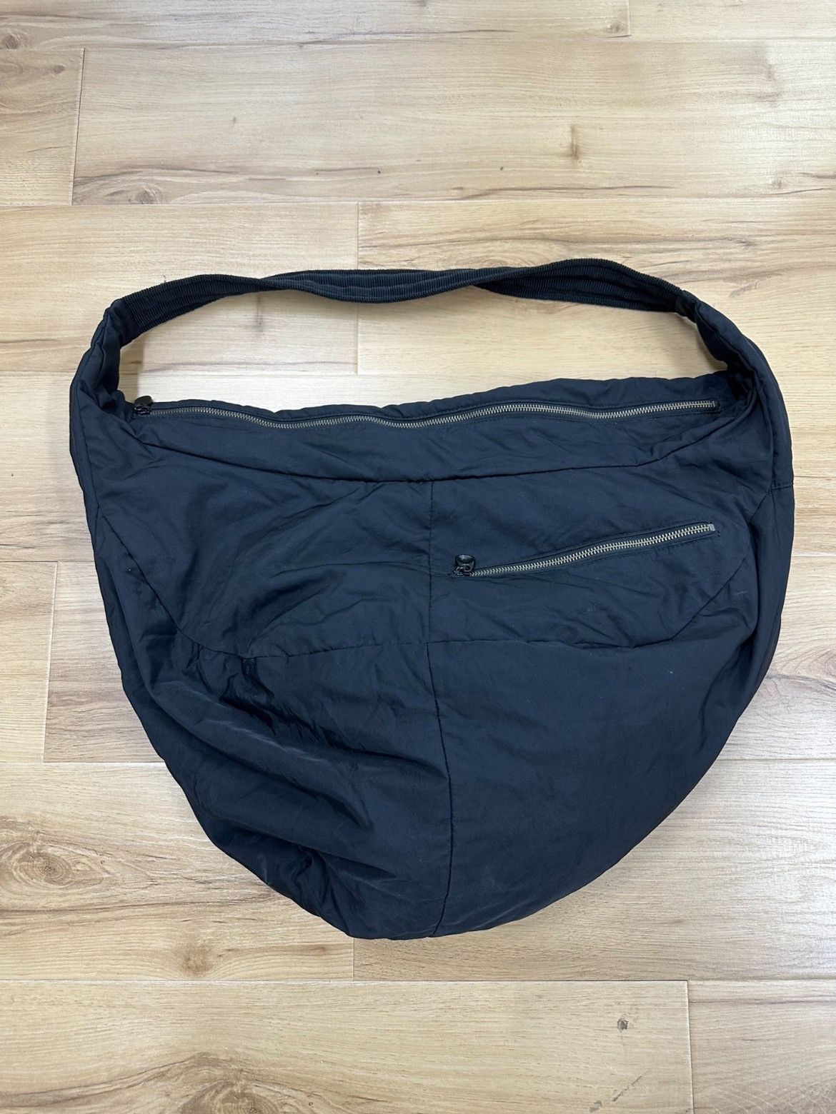 image of Yohji Yamamoto Nylon Dumpling Bag in Black, Men's