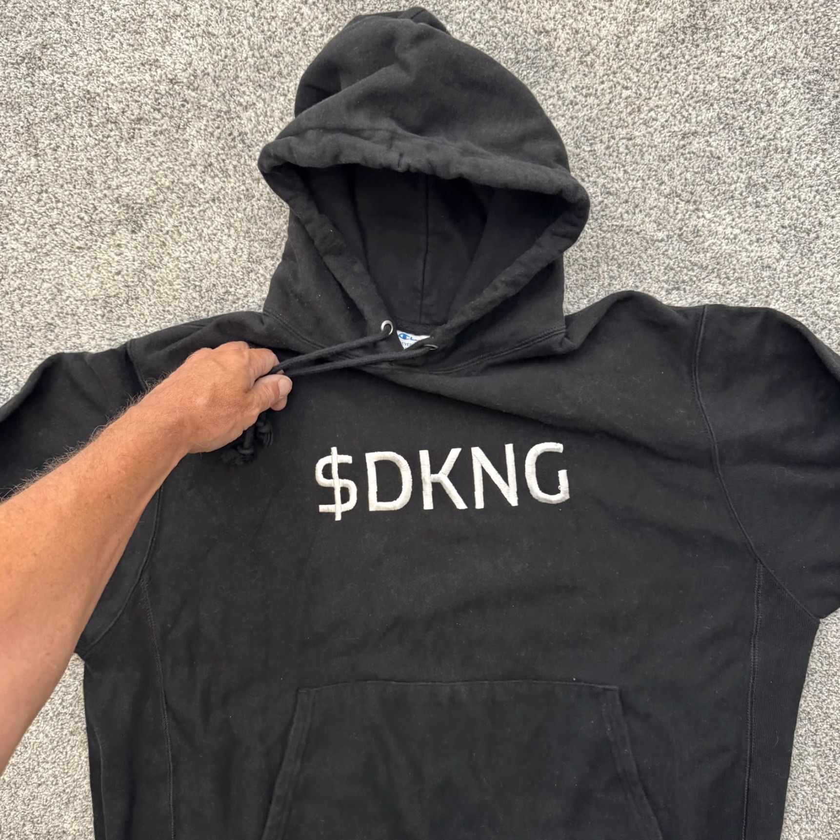 Champion VINTAGE Champion Reverse Weave Hoodie Mens XL Black DKNG Pullover Sweatshirt Embroidered Size US XL / EU 56 / 4 - 4 Thumbnail