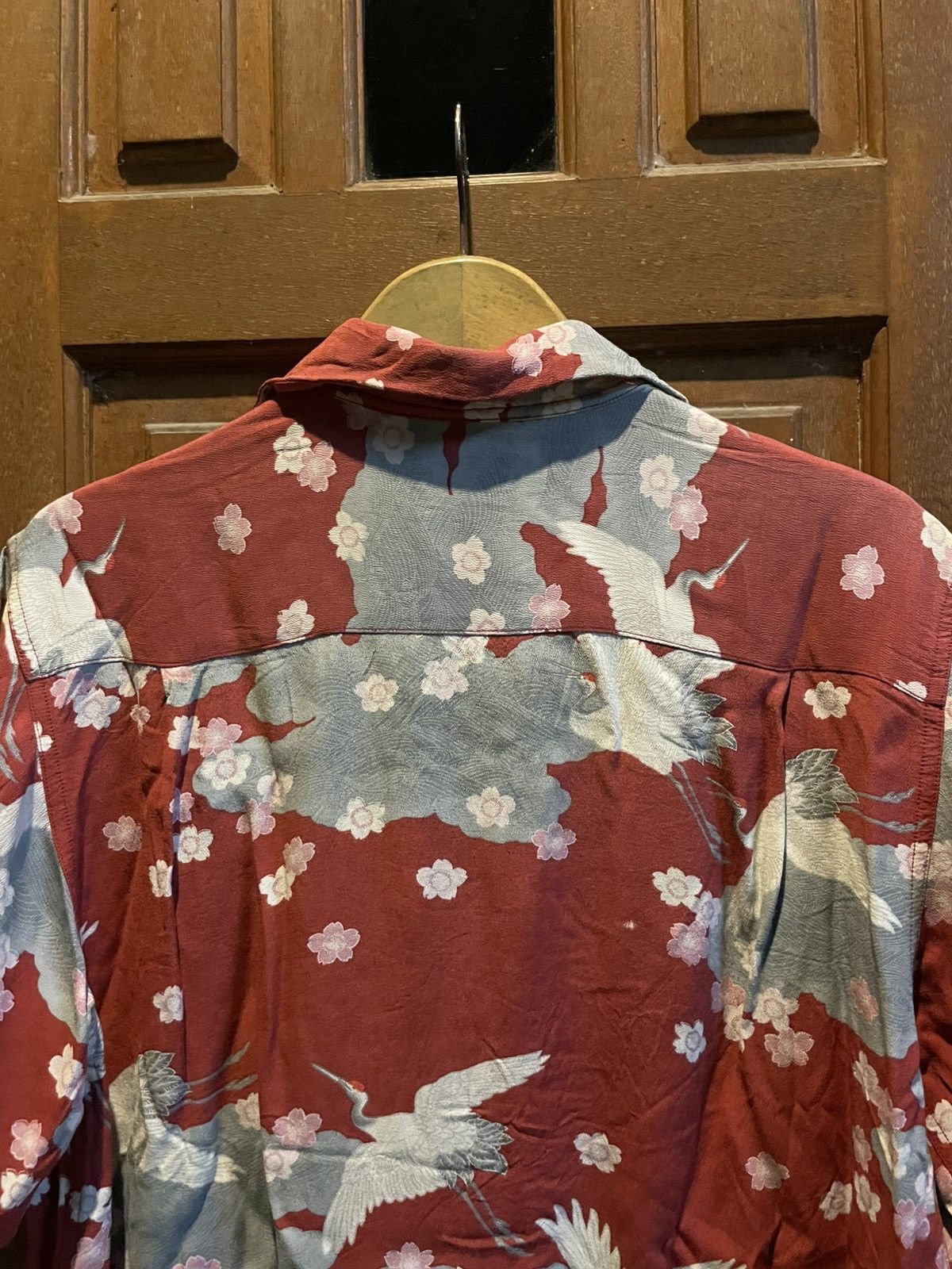 70s Rare Vintage Sukajan Bird 100% Rayon Button Shirt