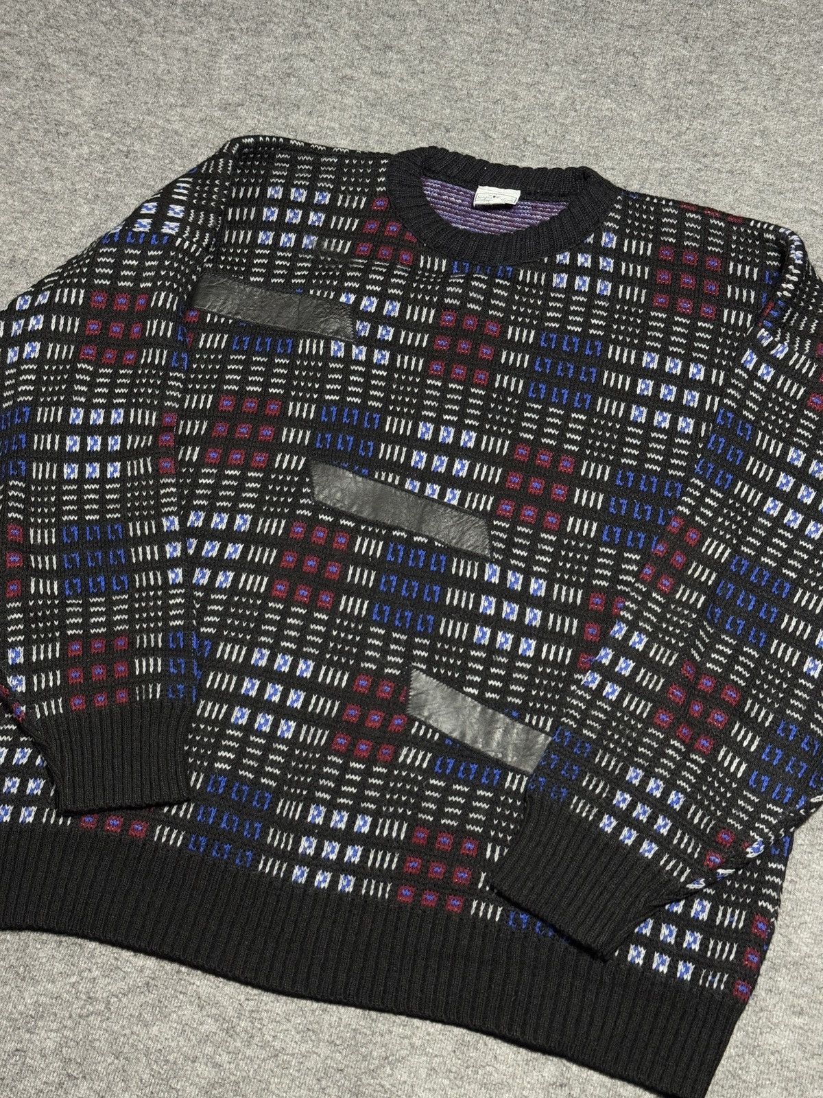 Vintage SERGIO VALENTE Men's 2X Sweater Abstract Coogi-style Biggy Size US XXL / EU 58 / 5 - 1 Thumbnail