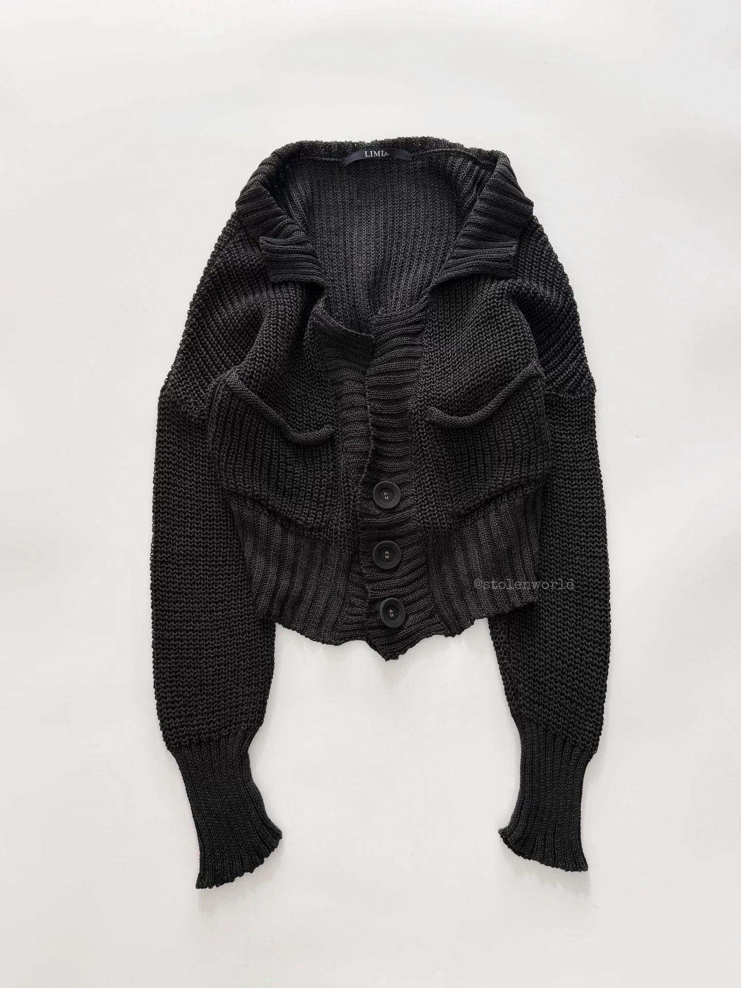 Limi Feu Limi feu black cotton knit dropped shoulder cardigan Size S / US 4 / IT 40 - 3 Thumbnail