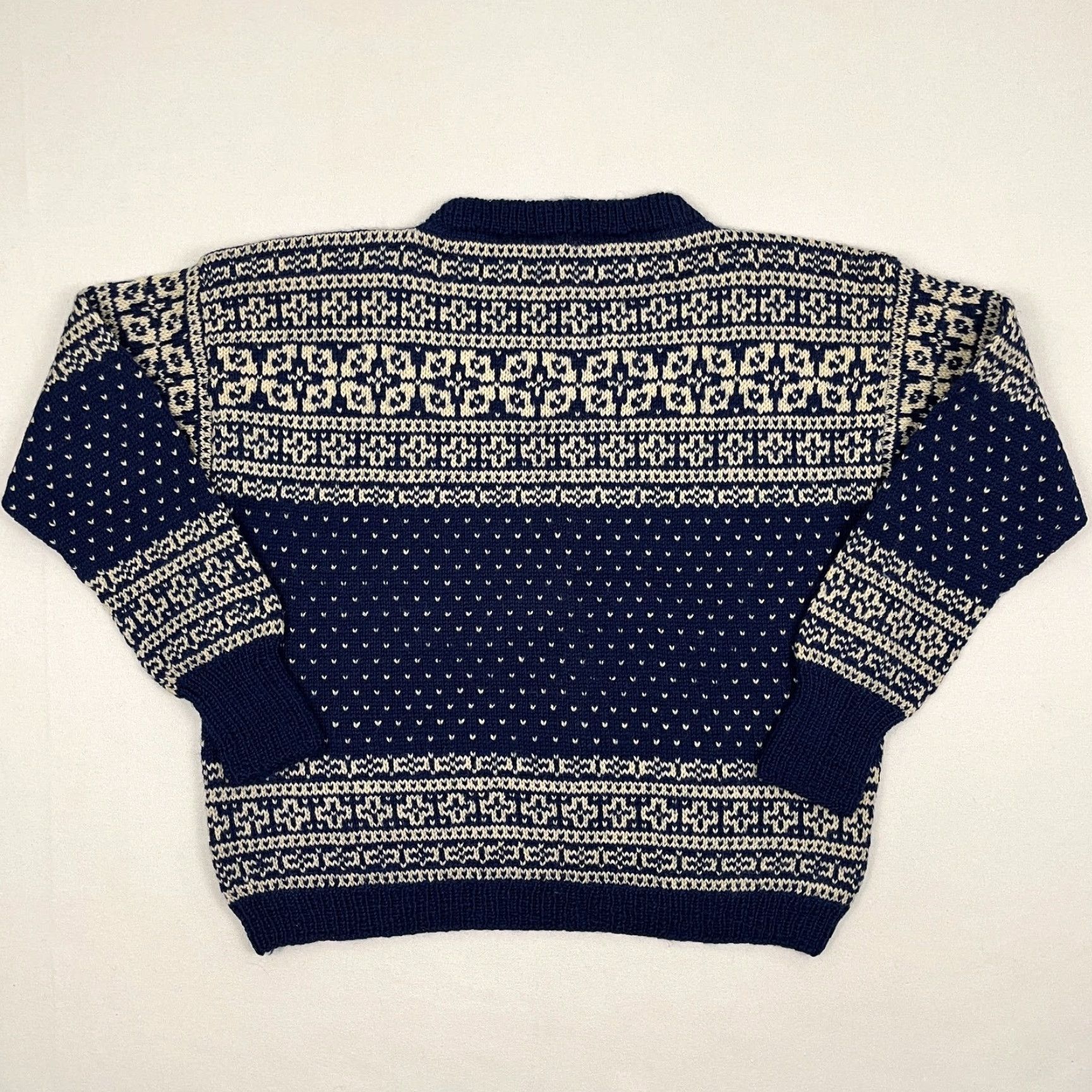 Vintage VINTAGE Nordic Fair Isle Wool Sweater Womens L Blue Ivory Knit Crew Pullover 90s Size L / US 10 / IT 46 - 8 Thumbnail