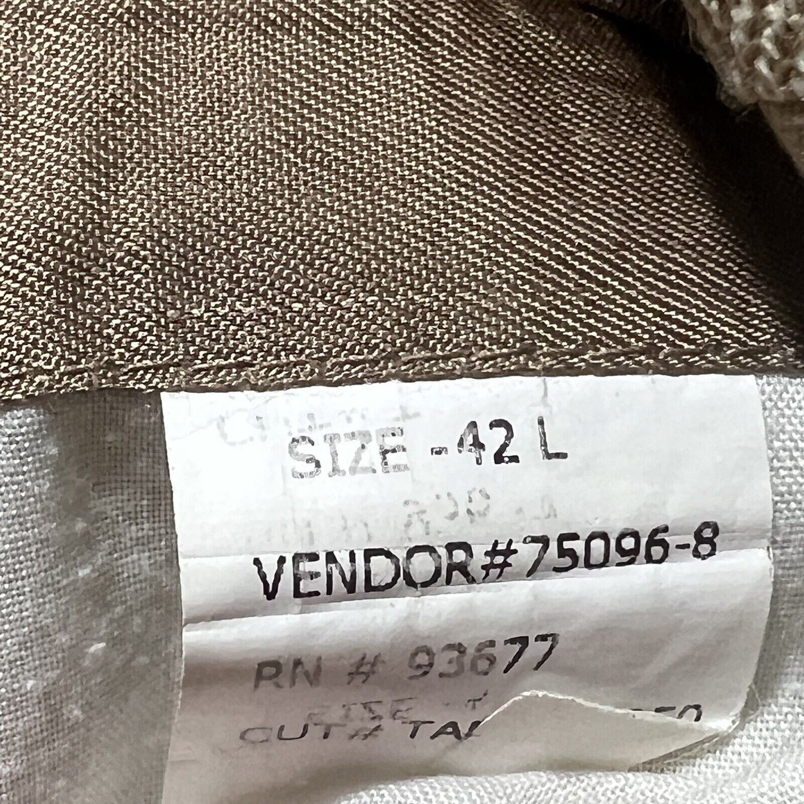 Stafford Stafford Wool Herringbone Beige Career Suit Jacket Coat 42L Size 42L - 9 Thumbnail