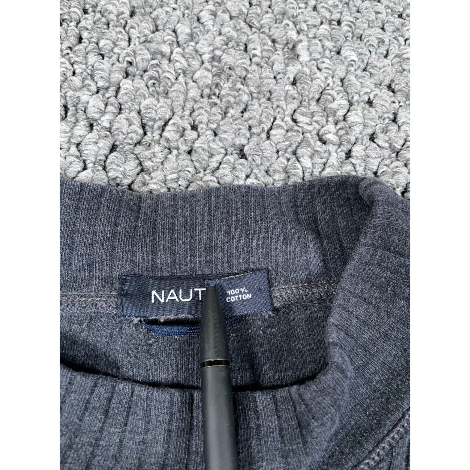 Nautica VINTAGE Nautica 90s Men's XL Sweater Ribbed Mock Neck Pullover Casual Pullover Gray Red Striped Size US XL / EU 56 / 4 - 4 Thumbnail