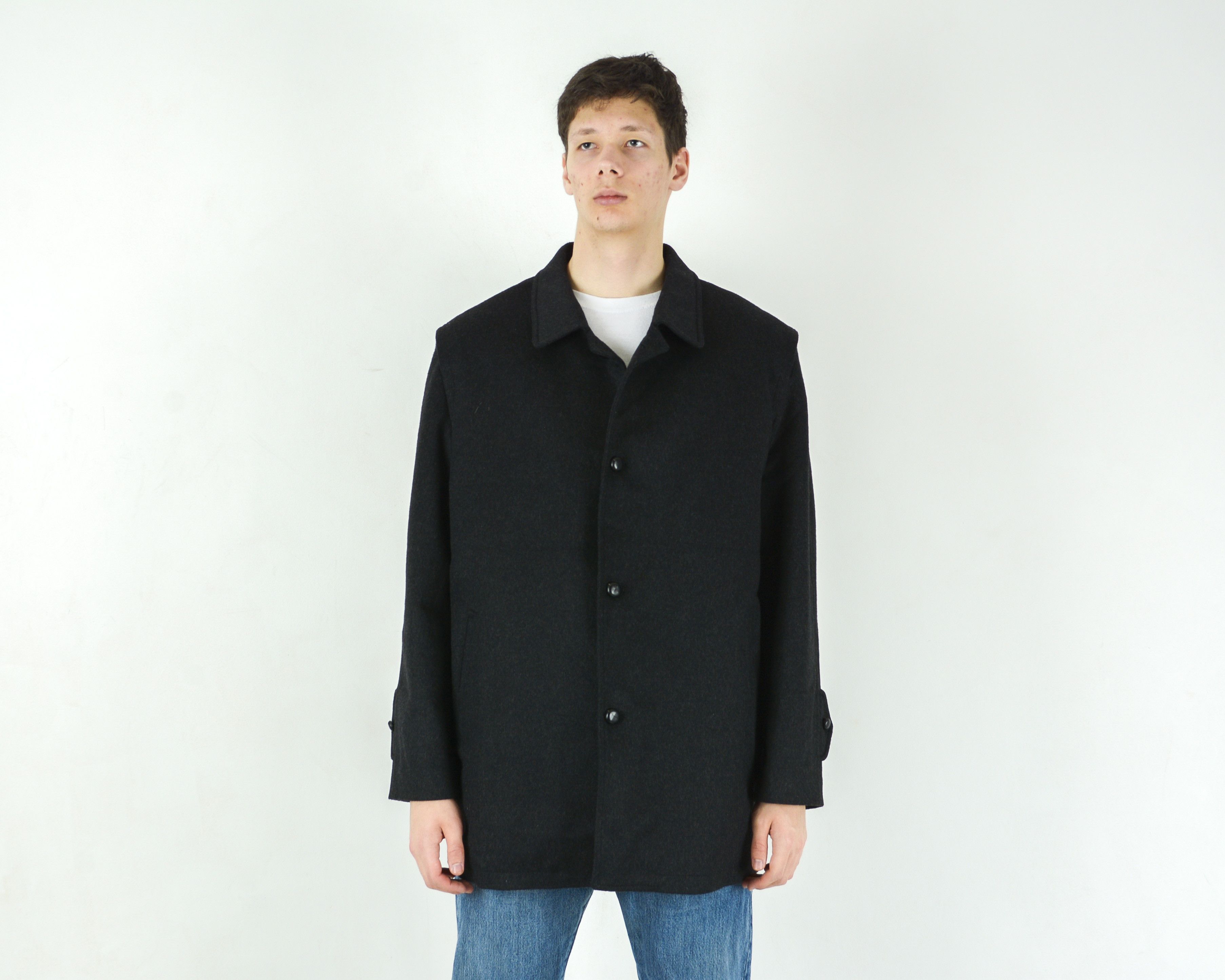 image of Vintage Z63 Arlo Walkloden 2Xl Wool Alpaca Jacket Overcoat Trench in Black, Men's