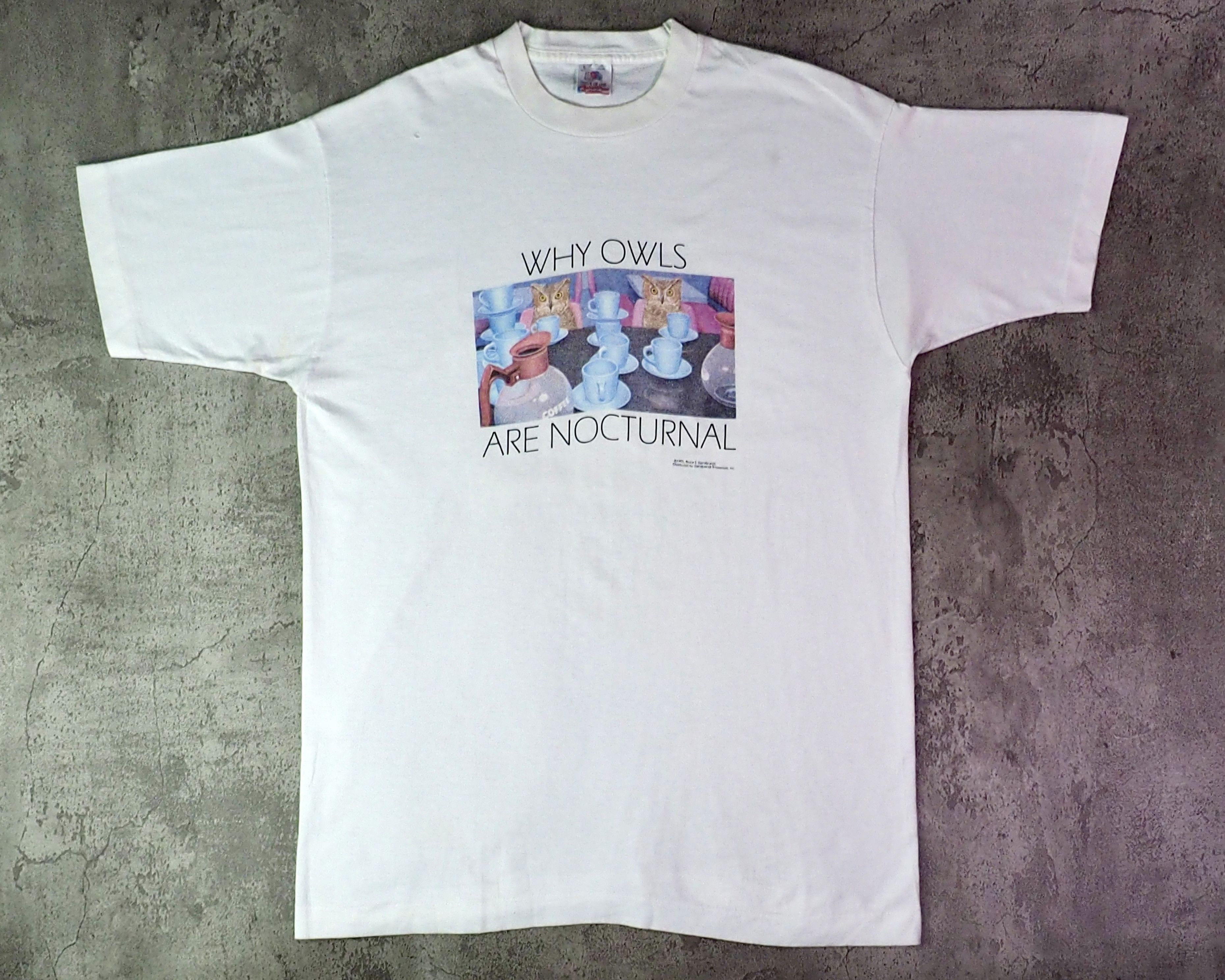Vintage Vintage 1995 "Why Owls Are Nocturnal" Coffee Themed Shirt L Size US L / EU 52-54 / 3 - 1 Thumbnail