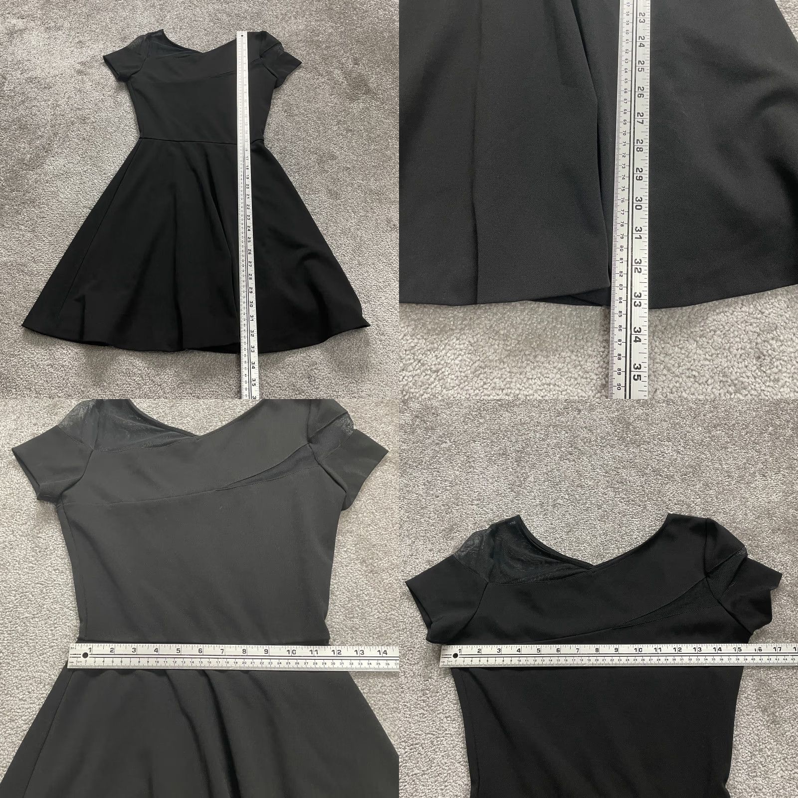 AQUA Aqua A-Line Dress Womens Small Black Short Sleeve Knee Length Size 28" / US 6 / IT 42 - 8 Thumbnail
