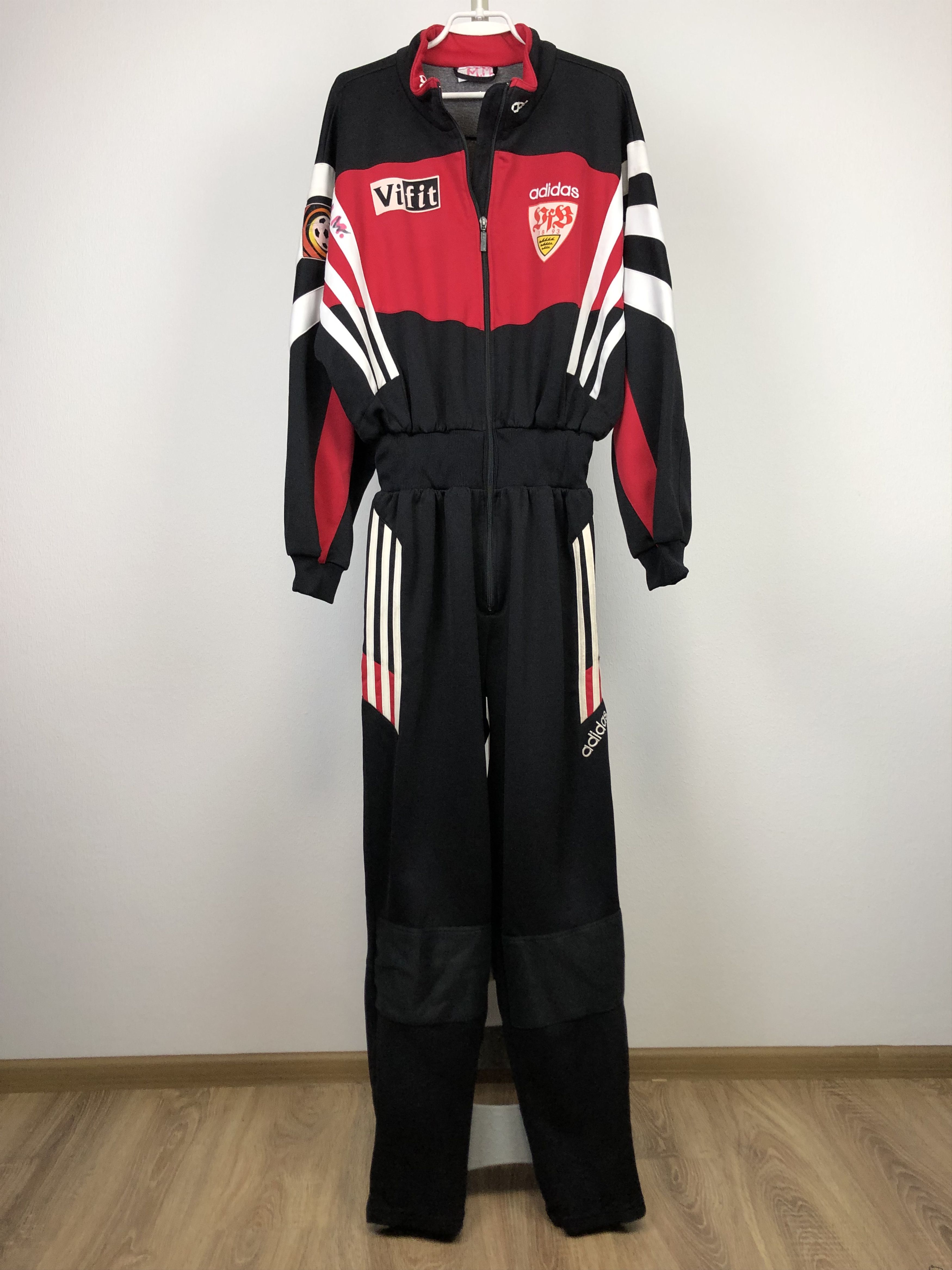 Adidas × Vintage Vintage 90's Adidas Stuttgart Jumpsuit Overall Jacket Pants Size US XL / EU 56 / 4 - 8 Thumbnail