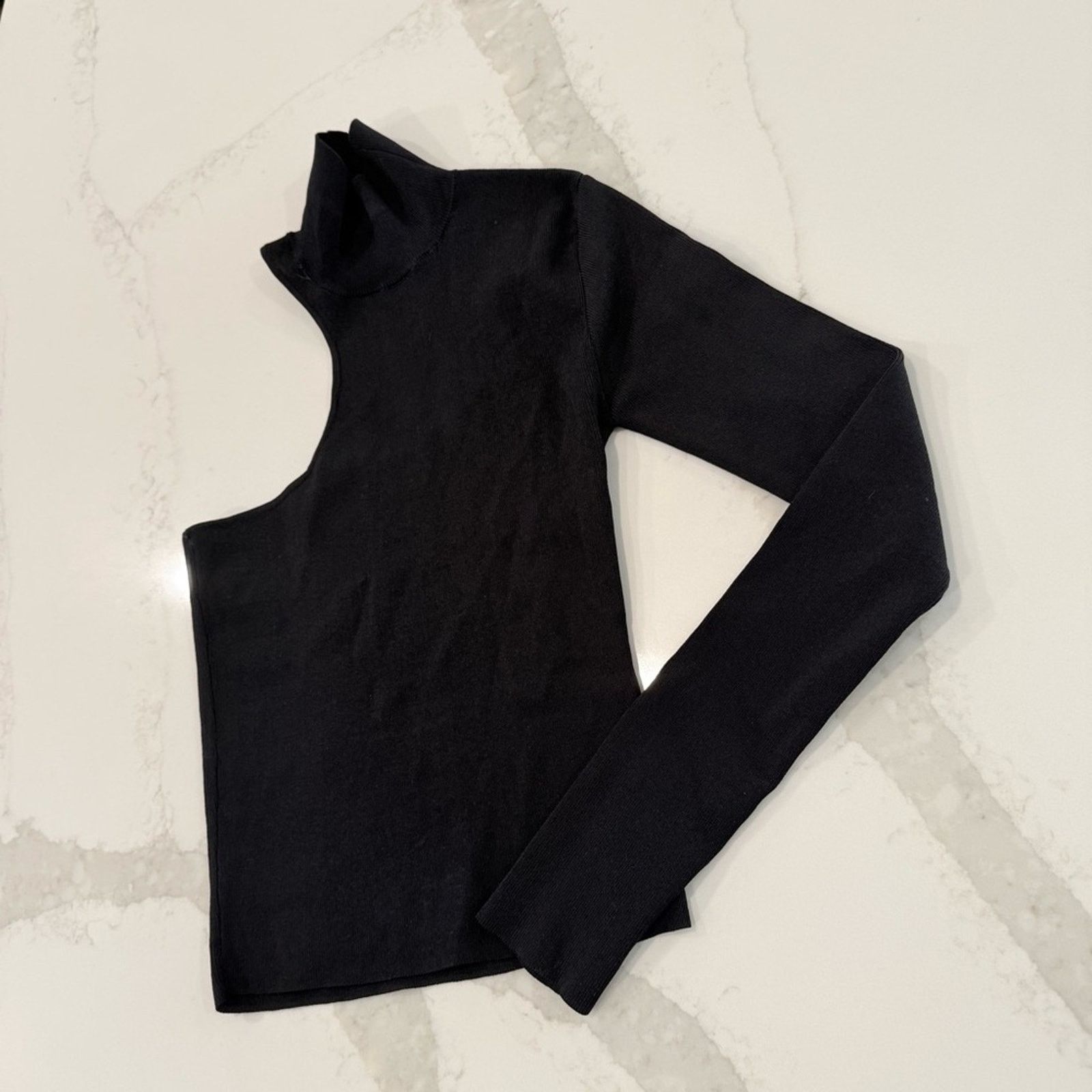 Zara Zara High Neck Ribbed Asymmetrical Long Sleeve Womens Small Size S / US 4 / IT 40 - 4 Thumbnail
