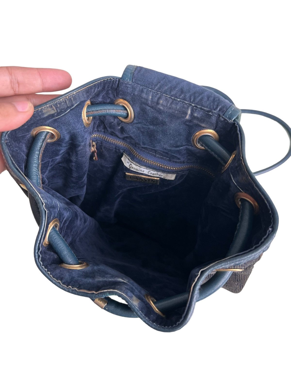 Lanvin 1980s Lanvin Paris Monogram Jacquard Hybrid Velvet Backpack Size ONE SIZE - 9 Thumbnail