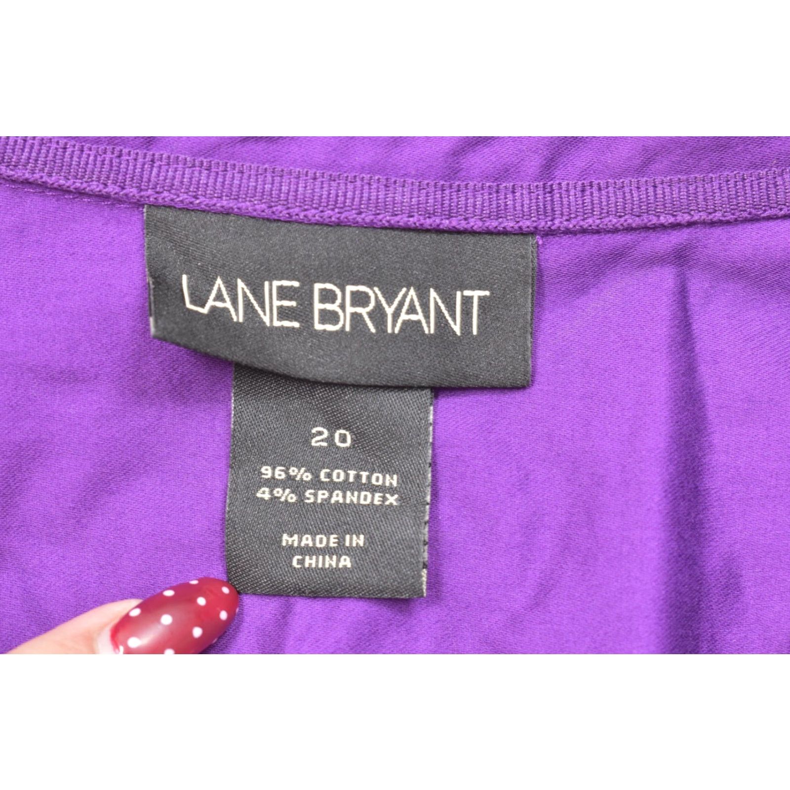 Vintage Lane Bryant Womens Plus Size 20 Purple Cotton Stretch Long Sleeve Button-Down Blouse Shirt Blouse Size 3XL / US 20-22 - 7 Thumbnail