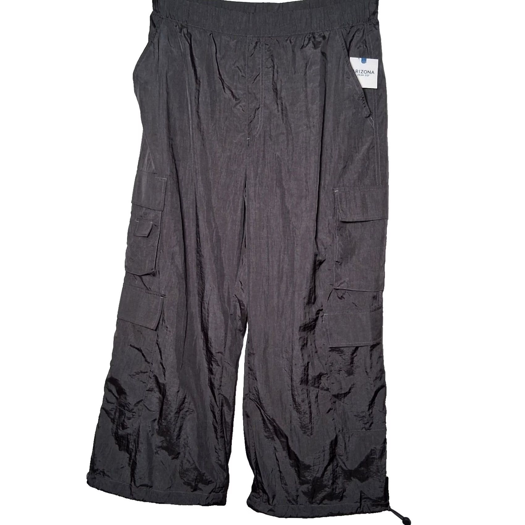 Vintage VINTAGE Arizona Jeans Parachute Pants Women XL Dark Gray Nylon Baggy Wide Leg NEW Size 40" / US 18 - 3 Thumbnail