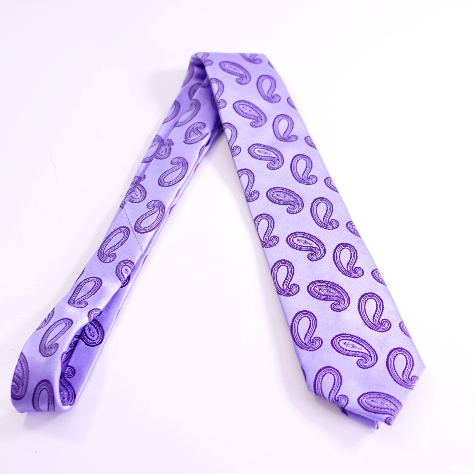 Byron Byron British Style Italy Woven Purple Paisley Long Silk Tie Size ONE SIZE - 6 Thumbnail