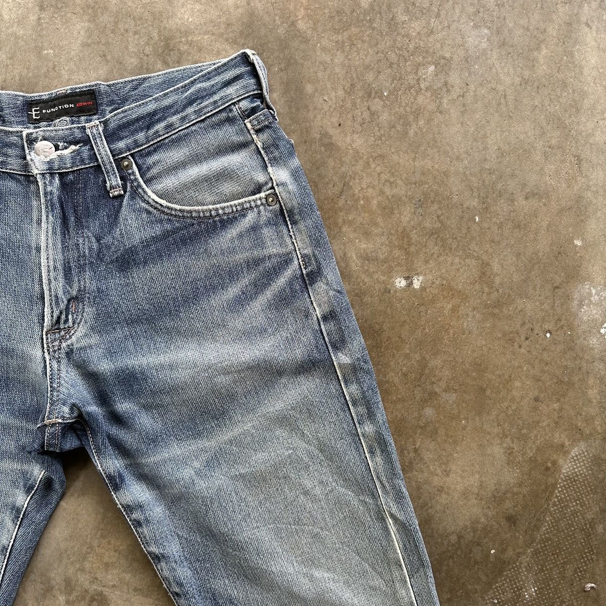 Japanese Brand Vintage E Function Edwin Distressed Jean Faded Denim Pant Size US 30 / EU 46 - 5 Thumbnail