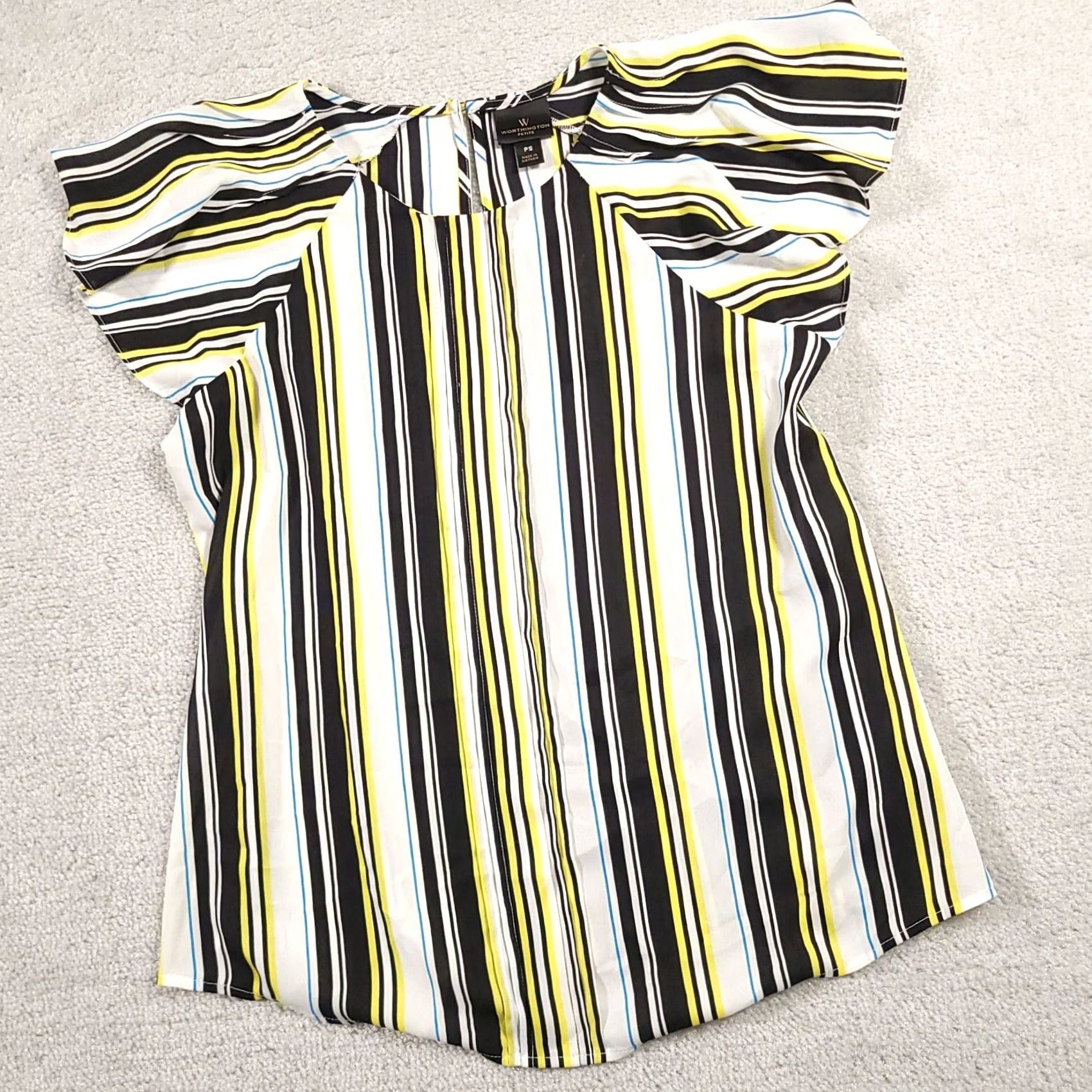 Worthington Worthington Women's PS Petite Blouse Short Sleeved Vertical Stripe Multicolor Shirt Size S / US 4 / IT 40 - 2 Thumbnail