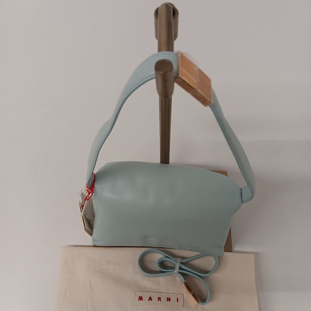 Marni Marni Womens Small Leather Prisma Crossbody Bag - Light Blue Size ONE SIZE - 4 Thumbnail
