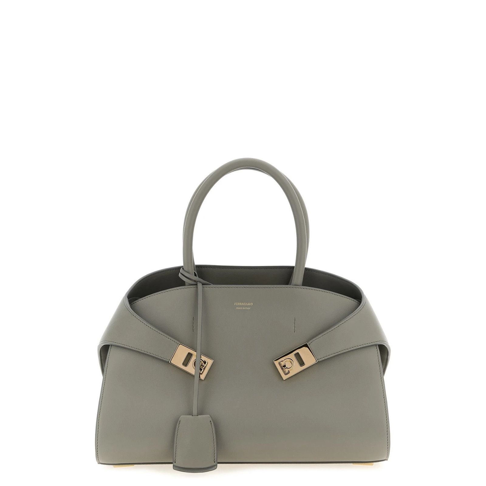Salvatore Ferragamo Ferragamo Gray Leather Hug Shoulder Bag New & Authentic, Women's