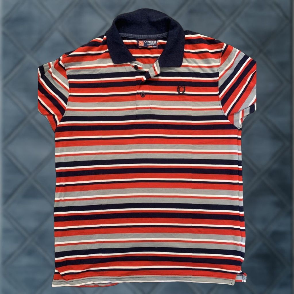 Vintage VINTAGE Cambridge Classics Polo Shirt Red Blue Stripes 2 Button Size L Mens Polo Golf Shirt Size US L / EU 52-54 / 3 - 1 Thumbnail