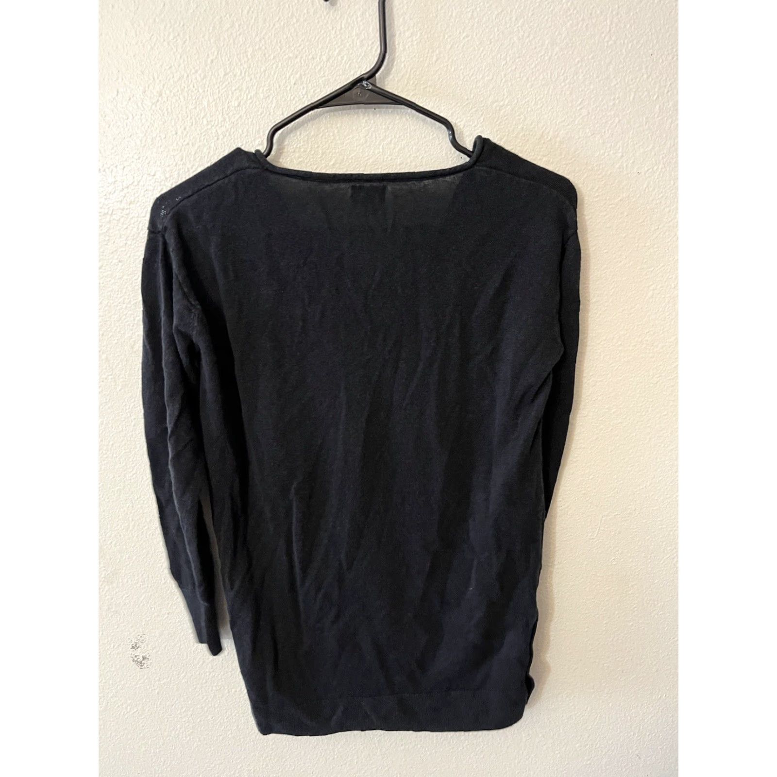 J.Crew VINTAGE J.CREW Women's Tunic Sweater Long Sleeve V-Neck Button Linen Blend Size S Black Classic All Seasons Size S / US 4 / IT 40 - 2 Thumbnail