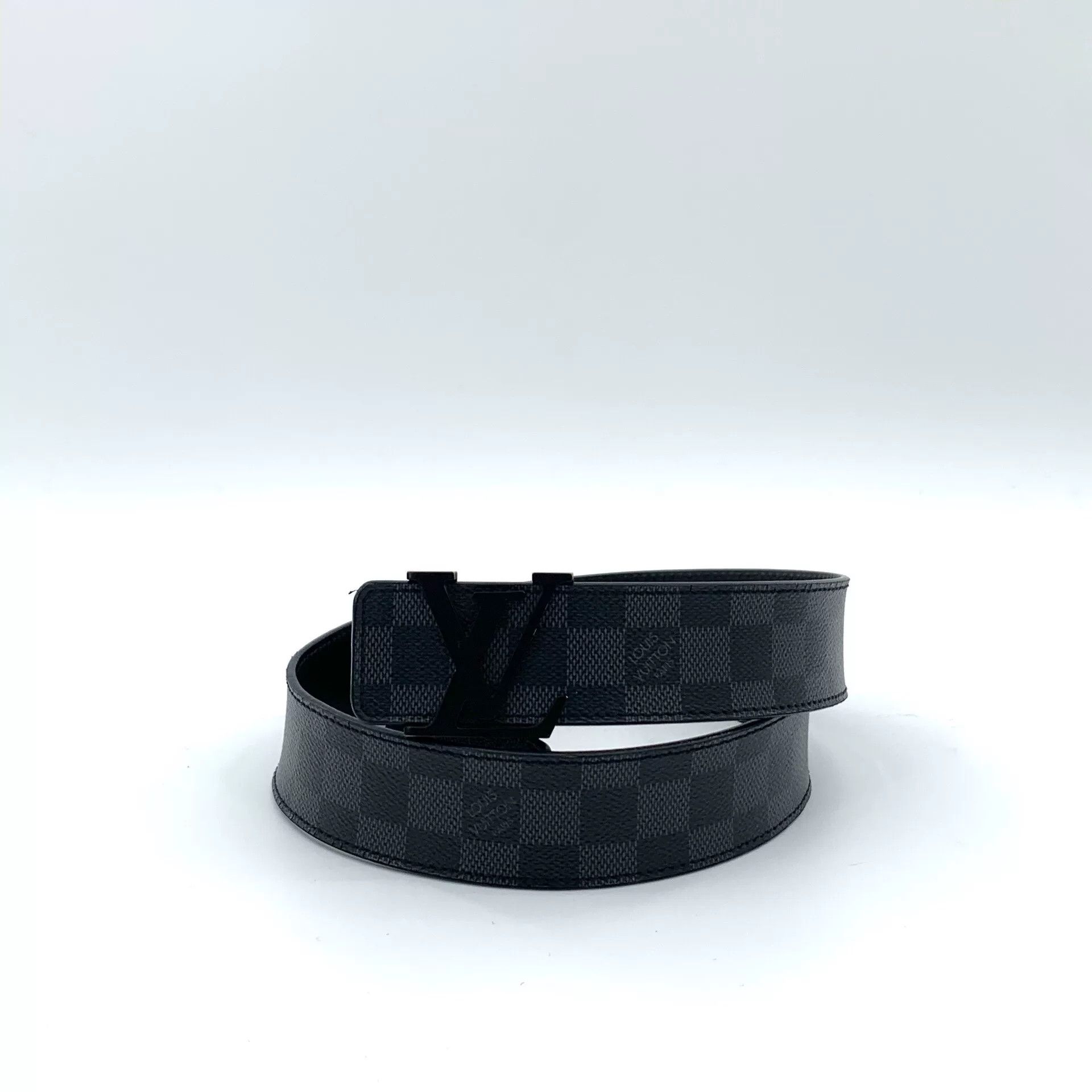 Louis Vuitton louis vuitton black gray checkered logo belt Size ONE SIZE - 1 Thumbnail