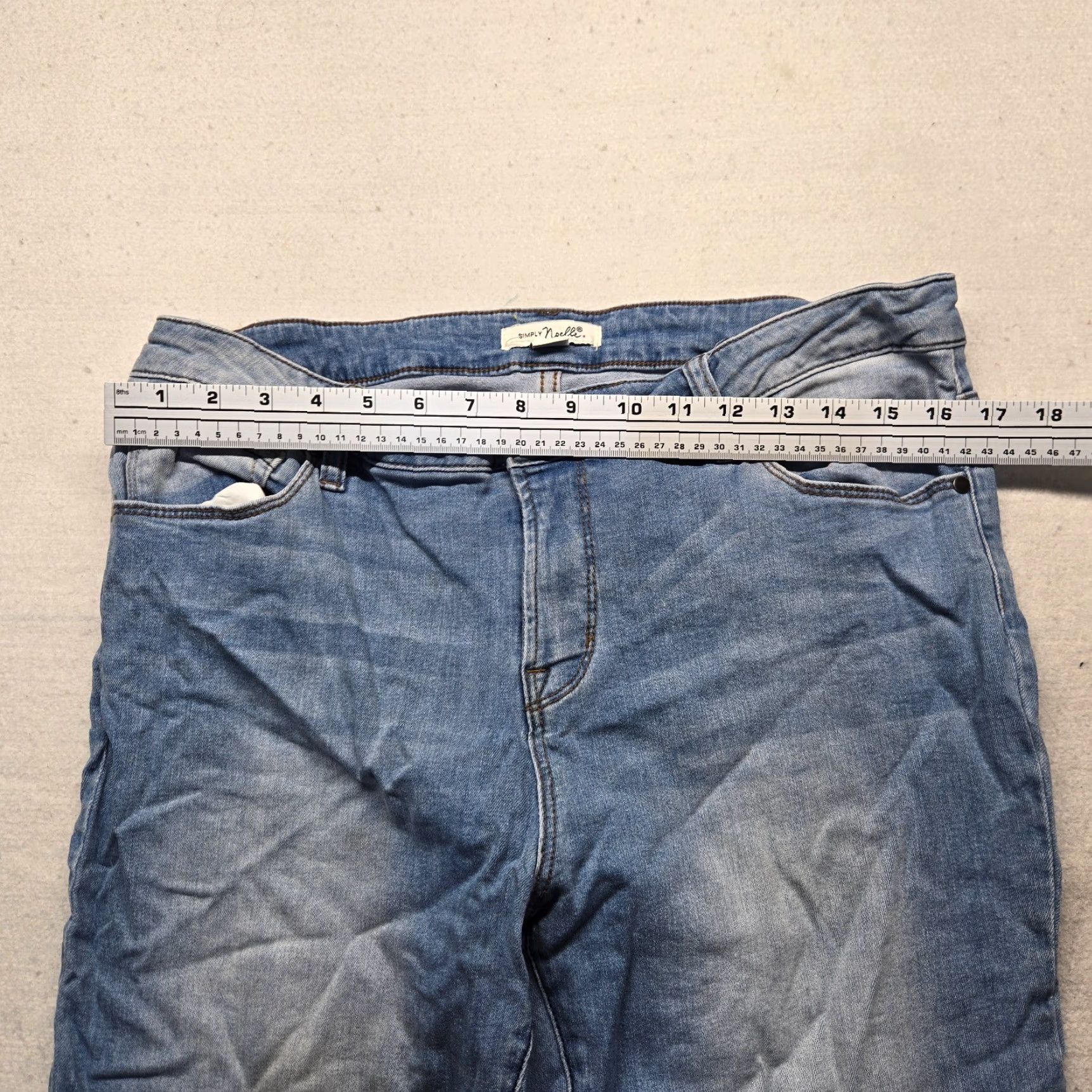 Denime Simply Noelle Denim Blue Jeans Pants Adult Women's Size 12 Skinny Button Stretch Regular Mid Rise Blue Pants Womens 12 Jeans Size 34" / US 12 / IT 48 - 4 Thumbnail