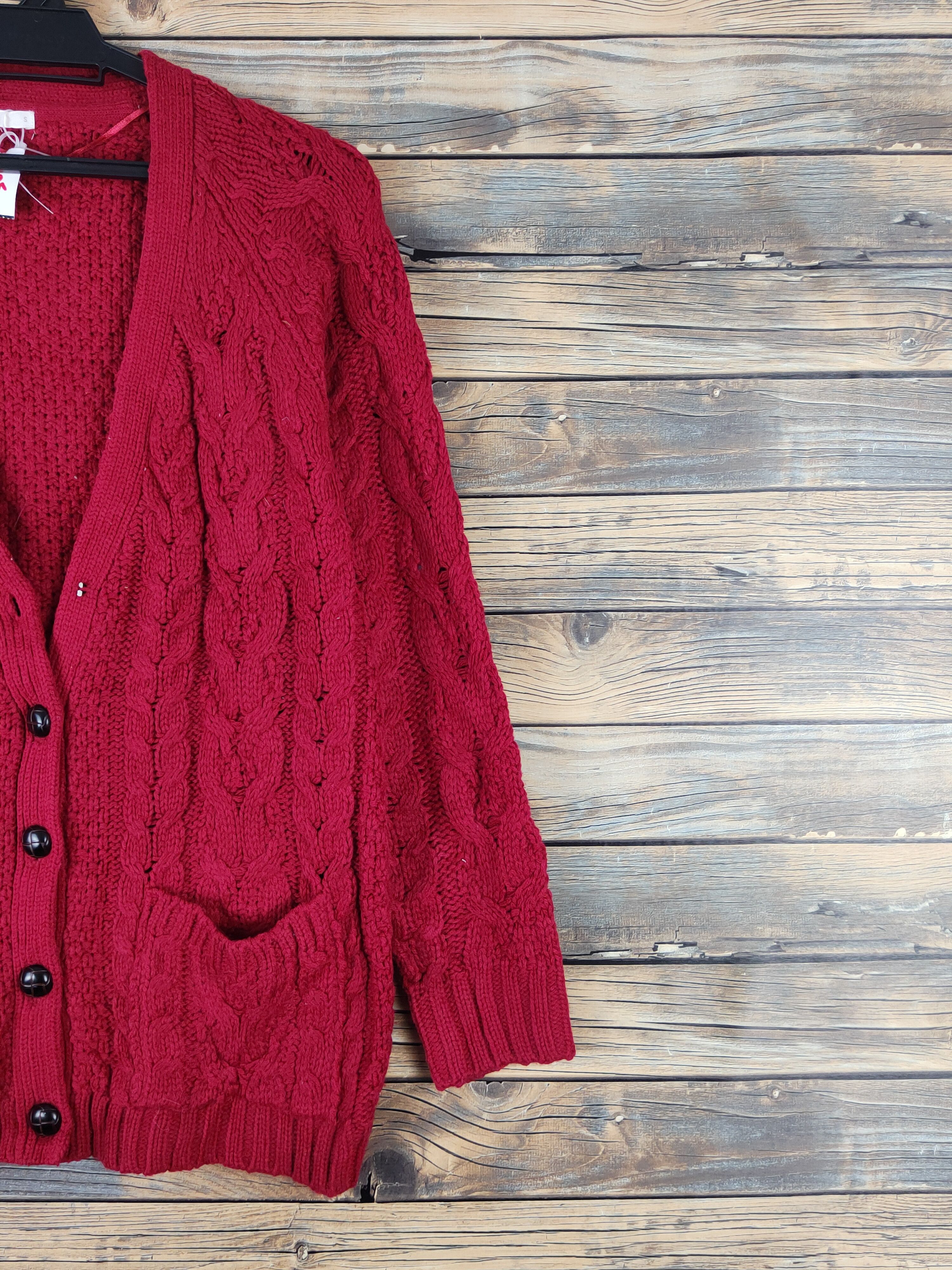 Aran Isles Knitwear × Japanese Brand GU Red cable Knitwear Cardigan #W1435 Size US S / EU 44-46 / 1 - 5 Thumbnail