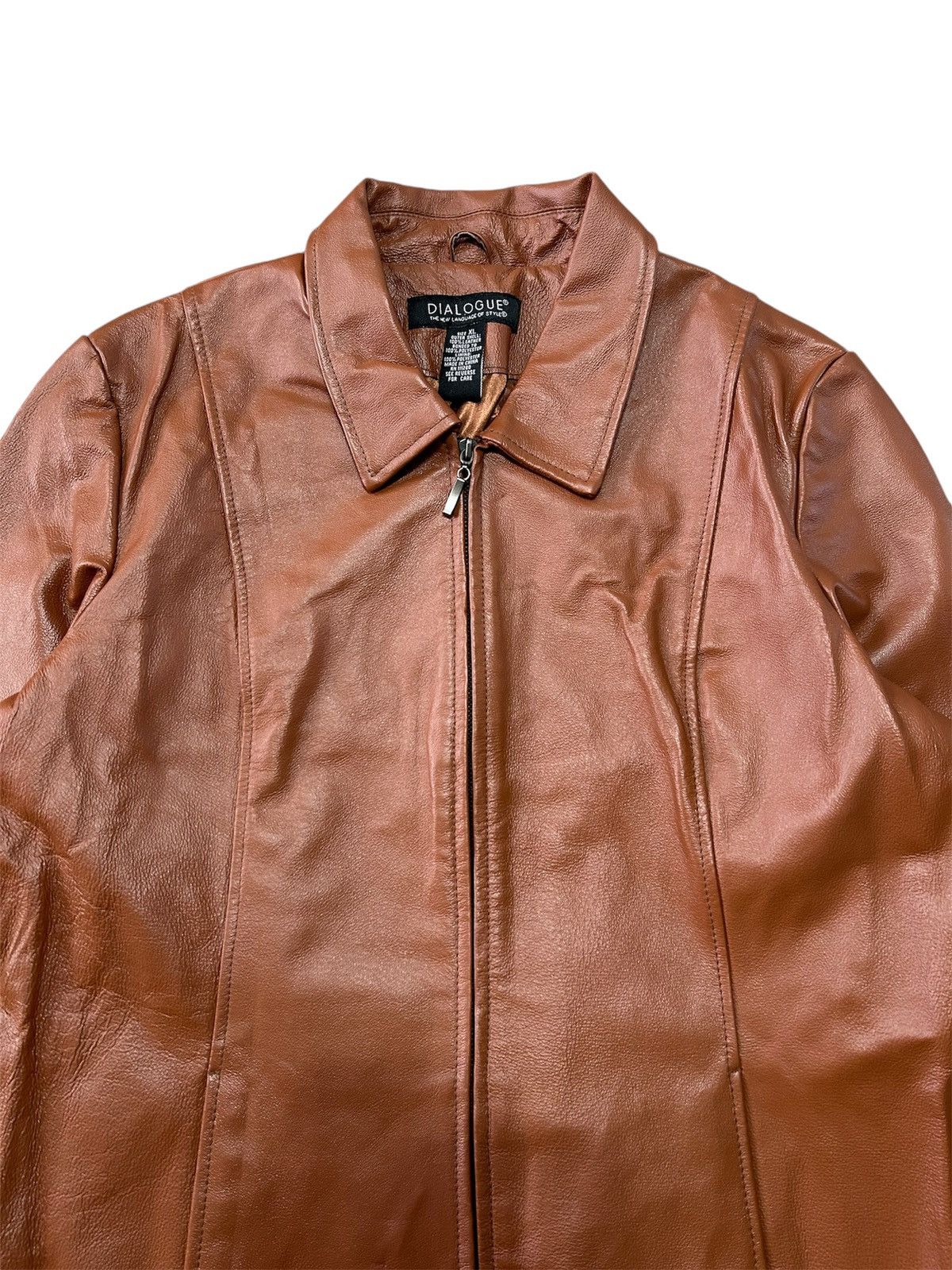 Vintage 2000s Dialogue Leather Zip Up Jacket Size XL / US 12-14 / IT 48-50 - 3 Thumbnail