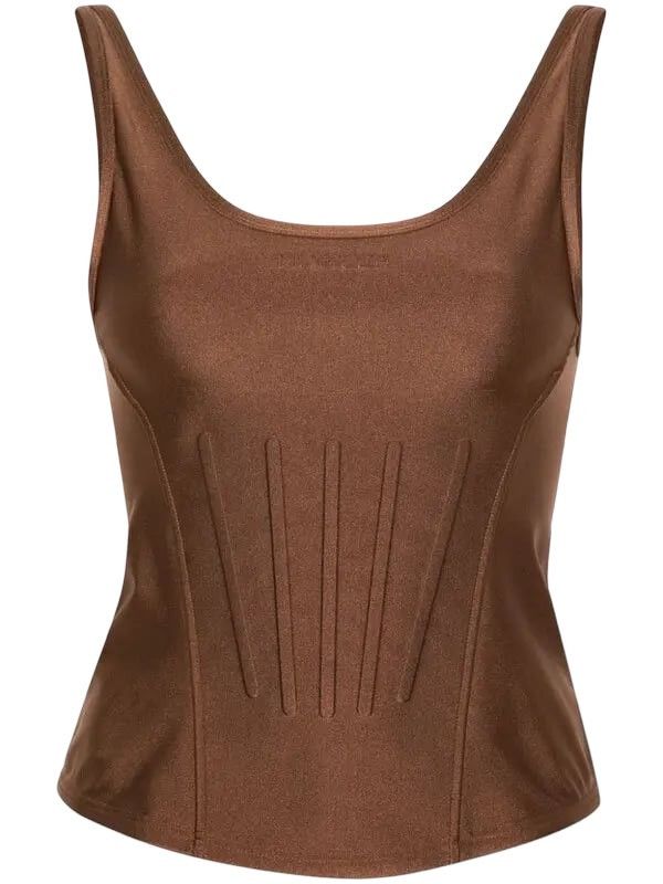 Mugler Mugler Brown Corseted Tank Top Size S / US 4 / IT 40 - 3 Thumbnail
