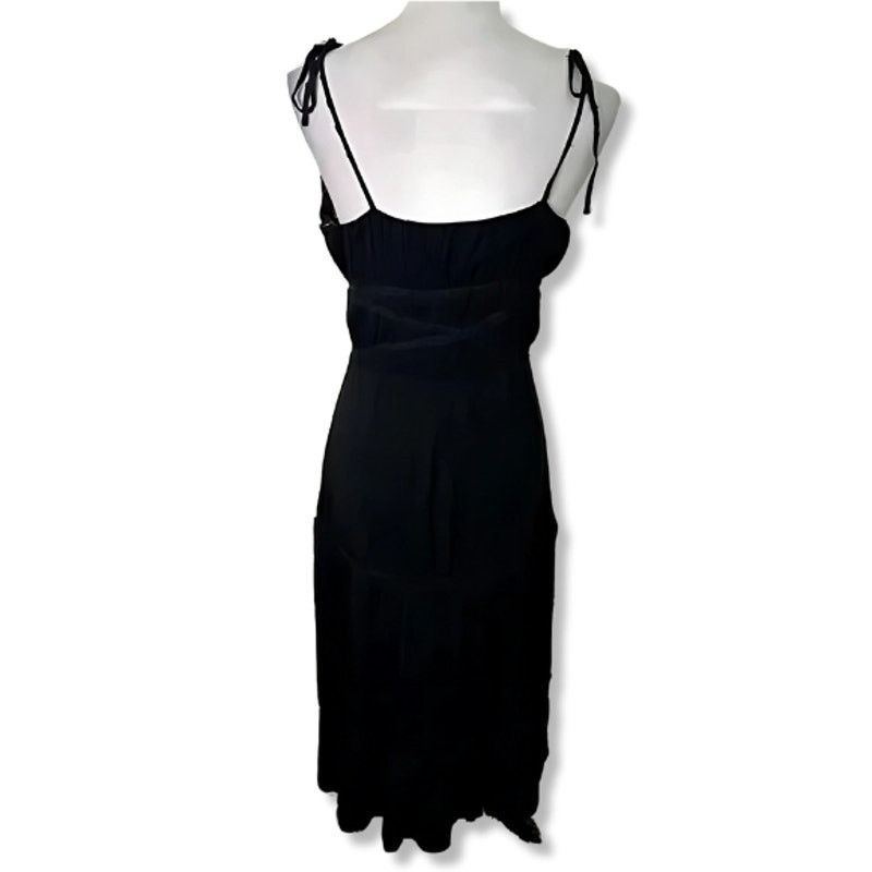 Paige Paige Midi Dress V-Neckline Tiered Swiss Dot Black Women's Size M / US 6-8 / IT 42-44 - 5 Thumbnail