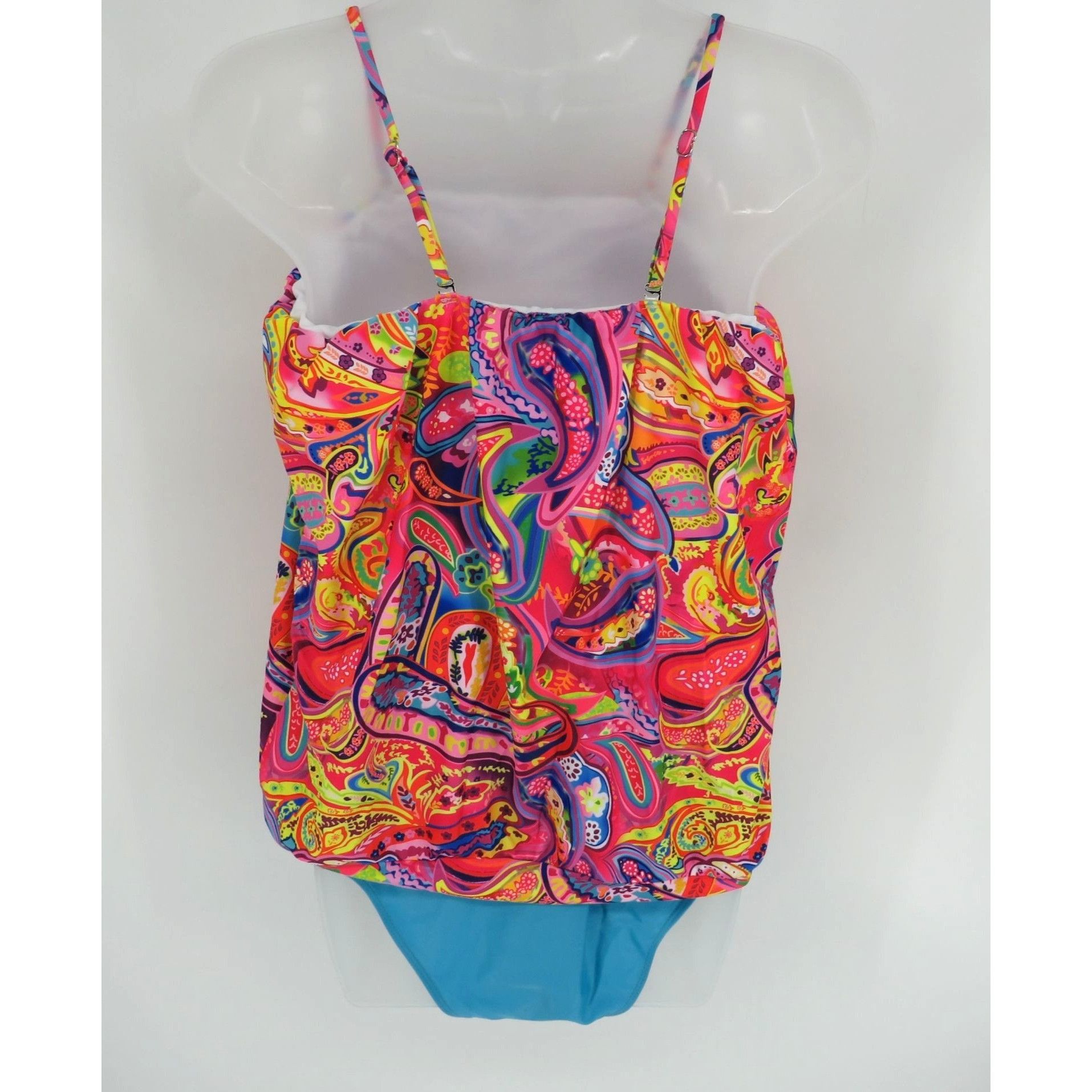 Other Two-Piece Womens Tankini Swimsuit Paisley Adjustable Straps Size L / US 10 / IT 46 - 4 Thumbnail