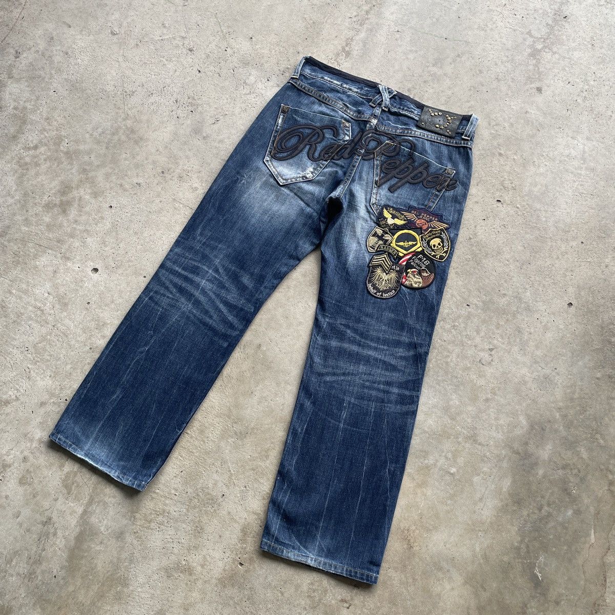 Japanese Brand Vintage Japan Patch Faded Jeans Embroidery Denim Pants Baggy Size US 33 - 12 Thumbnail