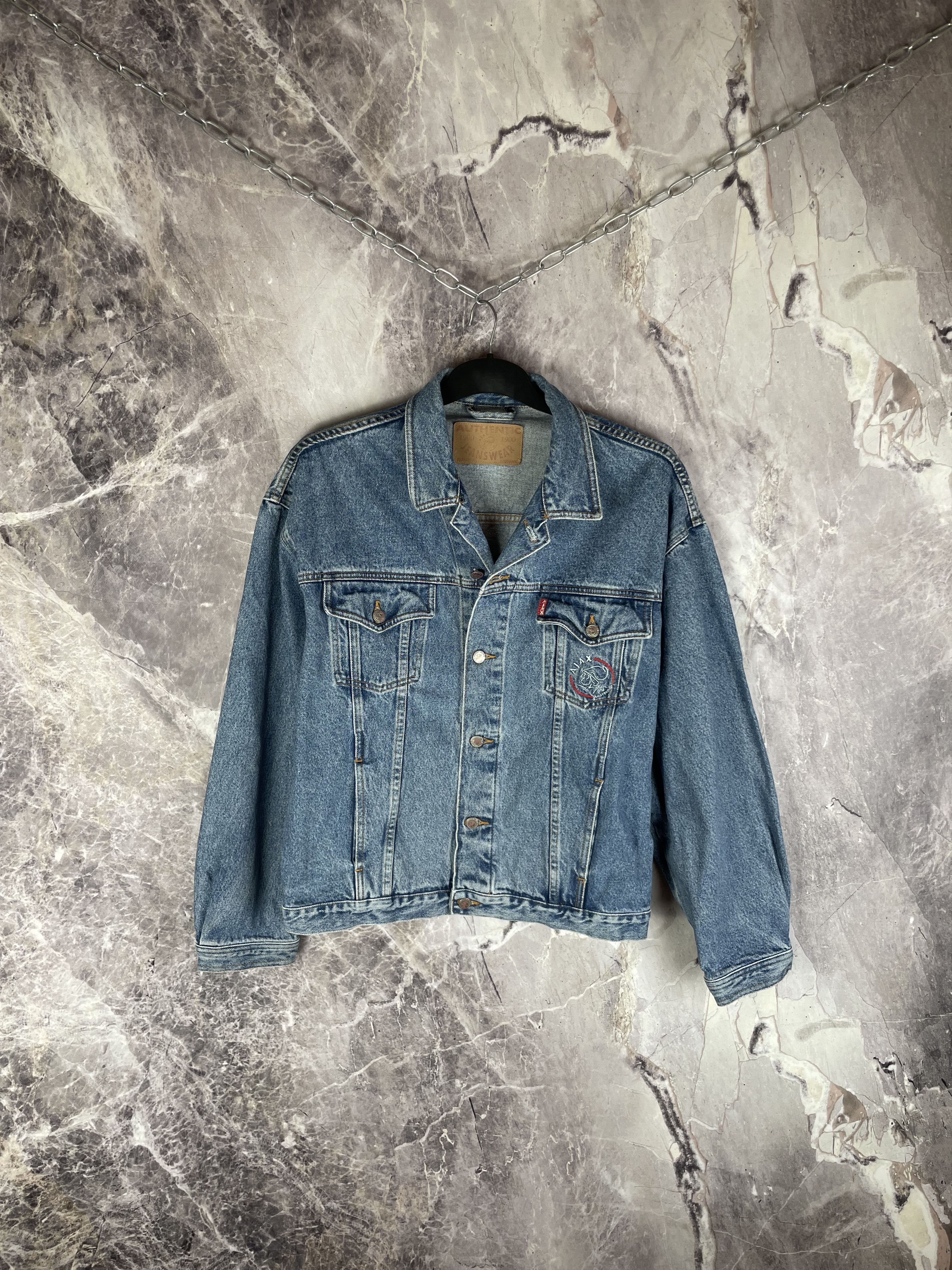 Vintage Vintage Ajax Denim Jacket Soccer 90s Size US XL / EU 56 / 4 - 3 Thumbnail
