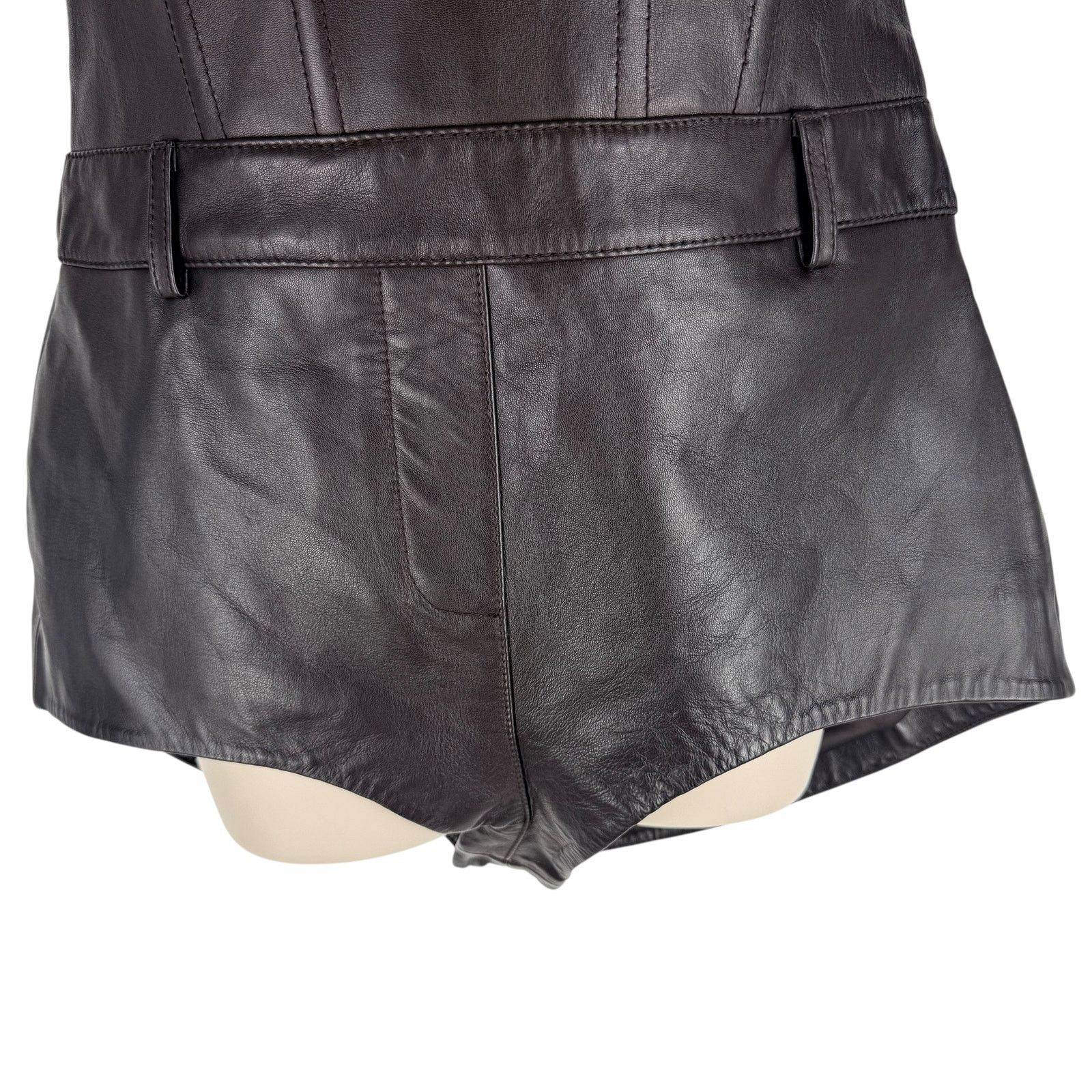 Retrofete New Retrofete Pernille Lamb Leather One Piece Romper Tabacco Size 27" / US 4 / IT 40 - 4 Thumbnail