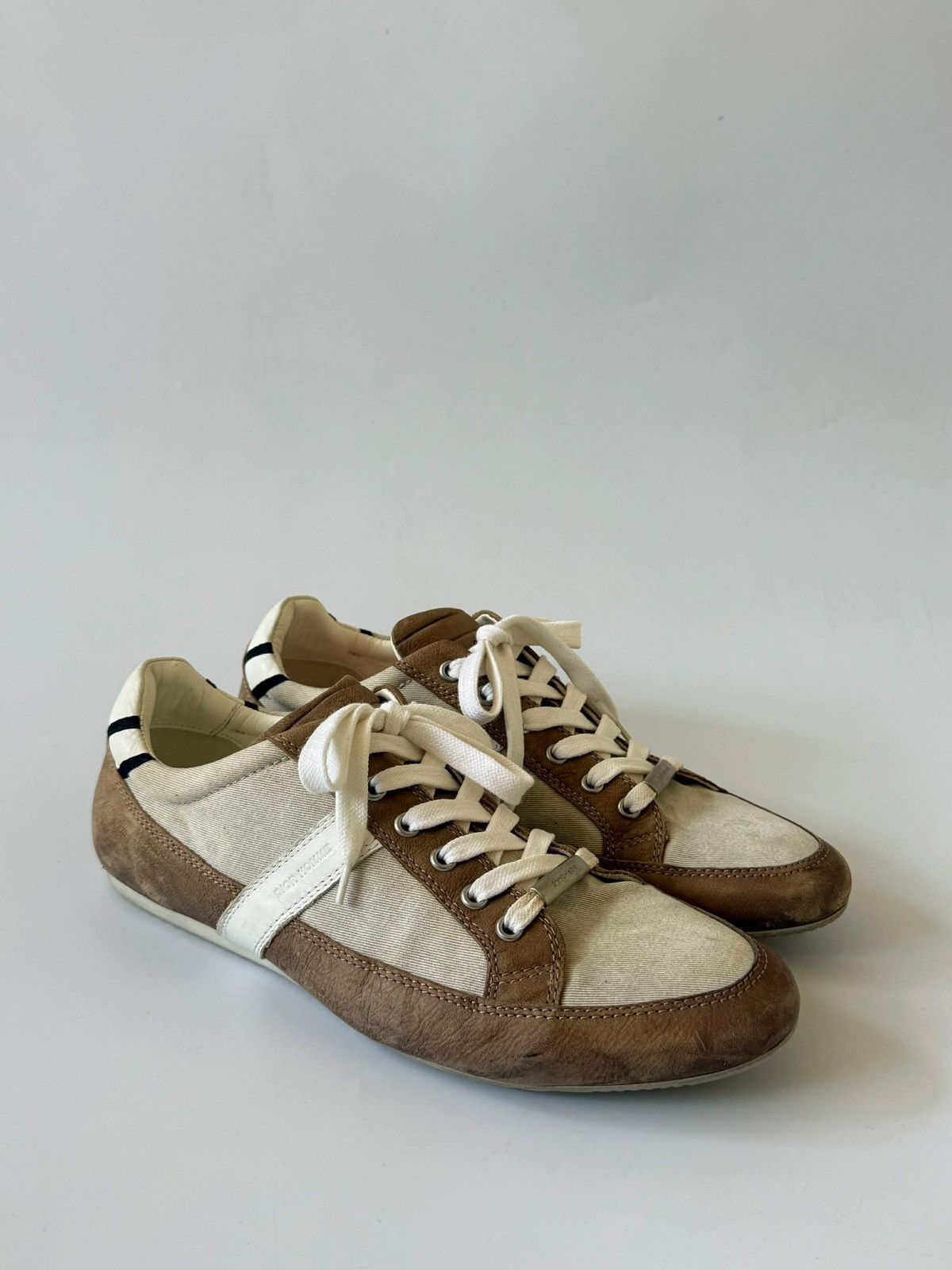 Dior Dior Homme Brown Canvas and Suede Low Top Sneakers Size US 7.5 / EU 40-41 - 3 Thumbnail