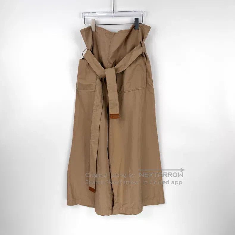 Loewe Loewe size S Khaki Cotton Linen Wide Leg Pants with Leather Size 26" / US 2 / IT 38 - 4 Thumbnail
