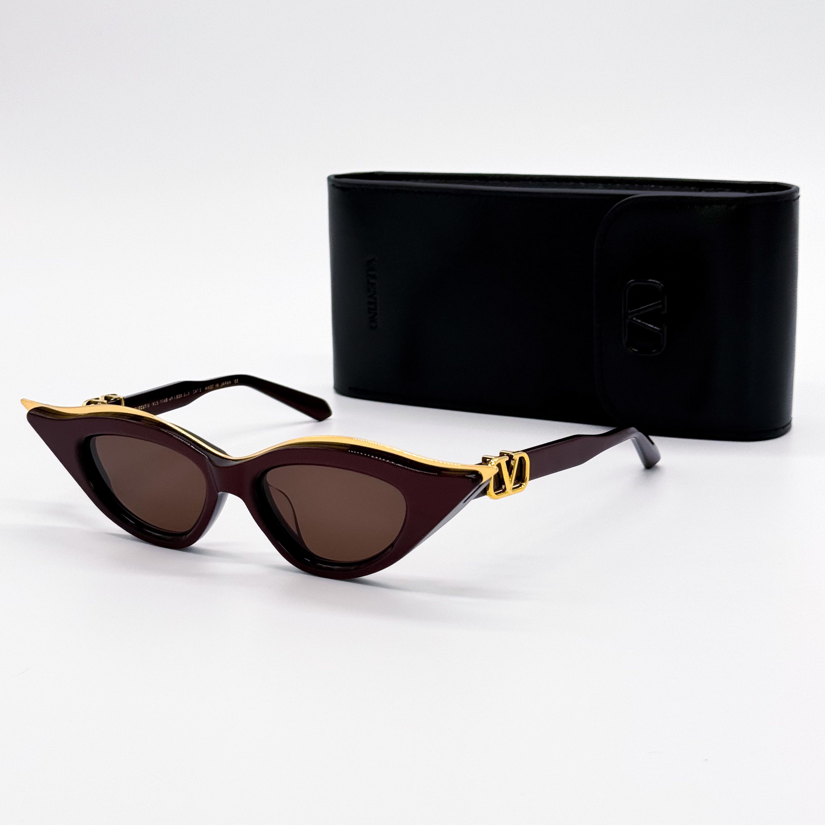 Valentino NEW VALENTINO V-GOLDCUT VLS-114B BORDEAUX CAT EYE SUNGLASSES Size ONE SIZE - 3 Thumbnail