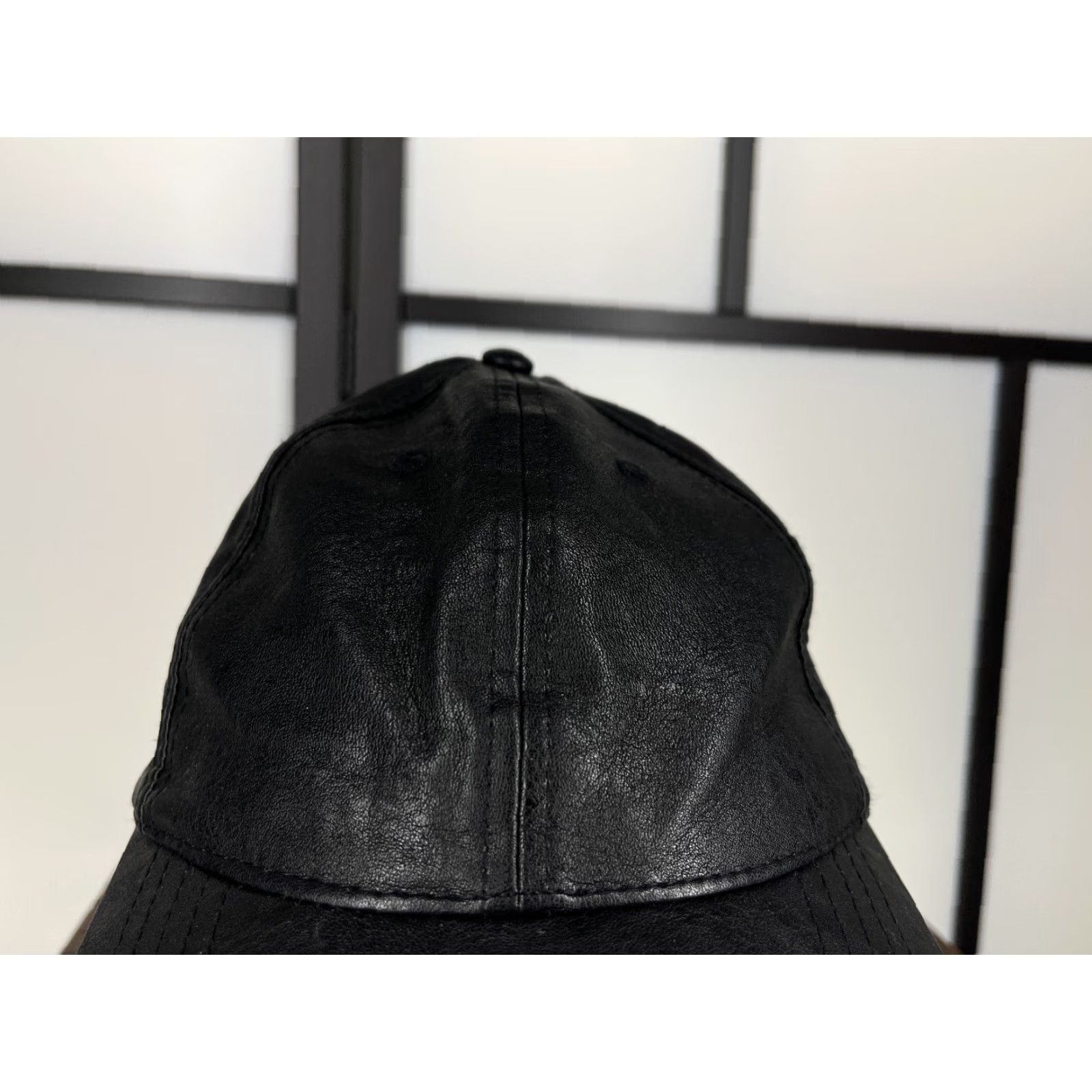 Vintage VINTAGE Black Faux Leather Baseball Cap Adjustable Adult One Size 70s 80s 90s Mens Size ONE SIZE - 2 Thumbnail