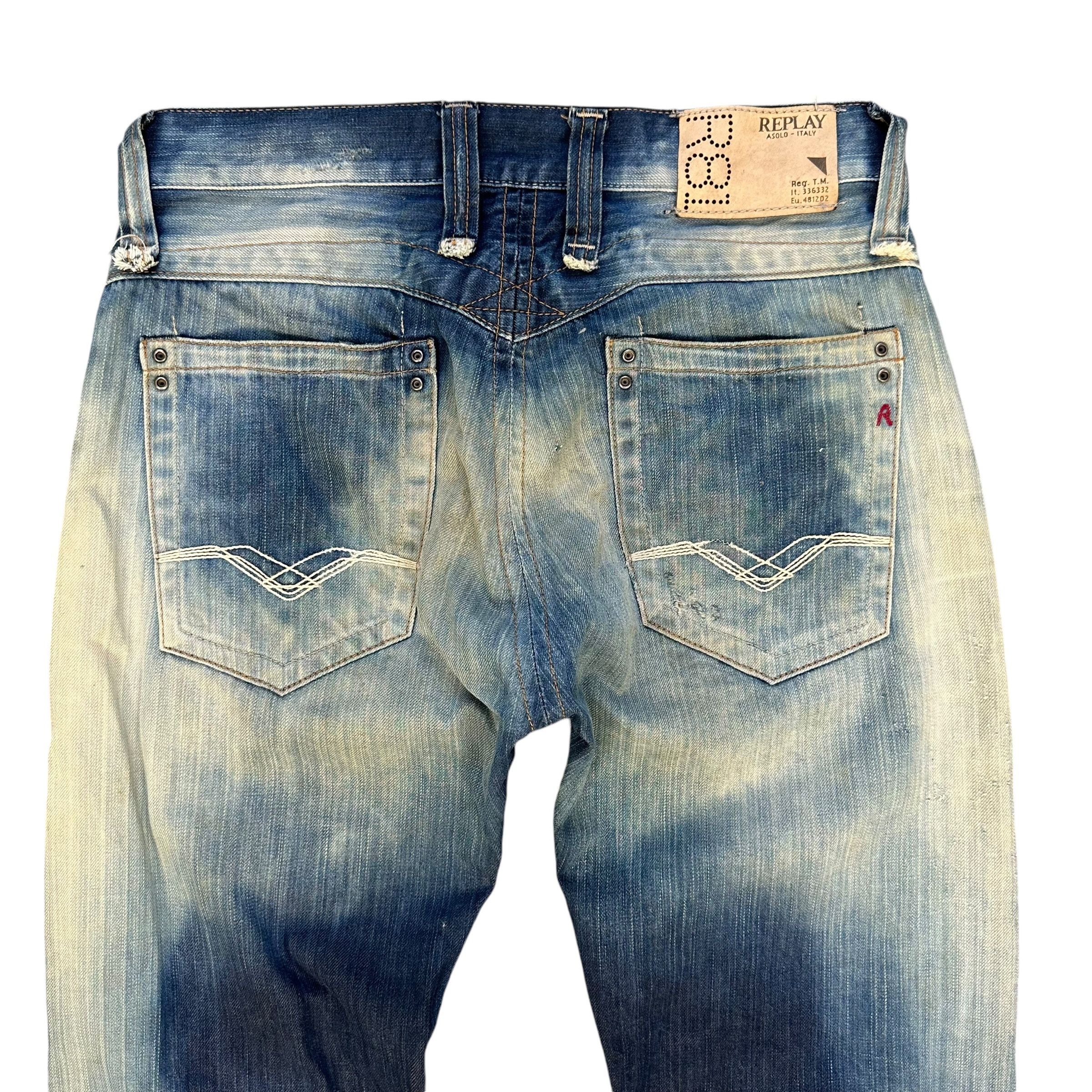 Replay REPLAY R81 Asolo Italy Trashed Washed Denim Pant #A58-1330 Size US 30 / EU 46 - 15 Thumbnail