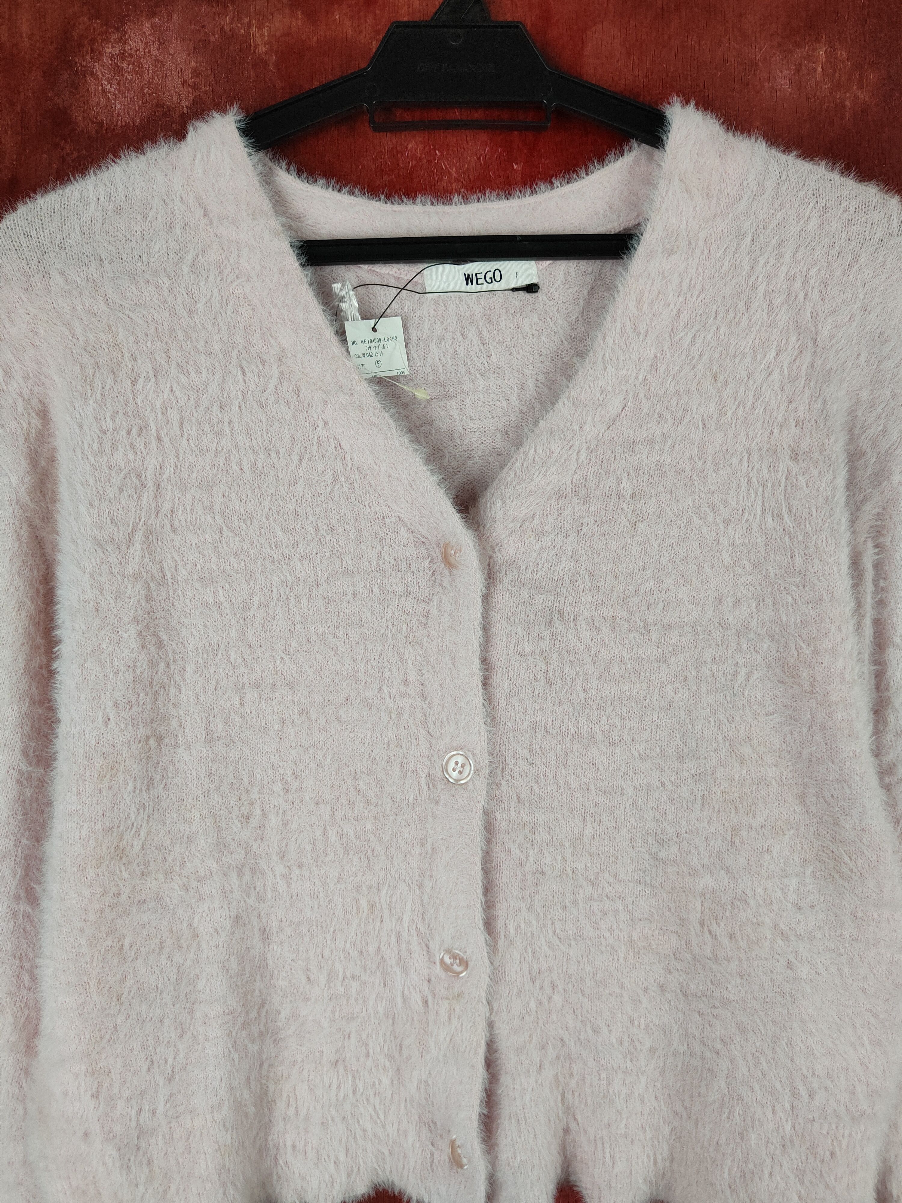 Vintage Vintage 💥 Wego Light Pink Fur Mohair Knitwear Cardigan Size M / US 6-8 / IT 42-44 - 2 Thumbnail