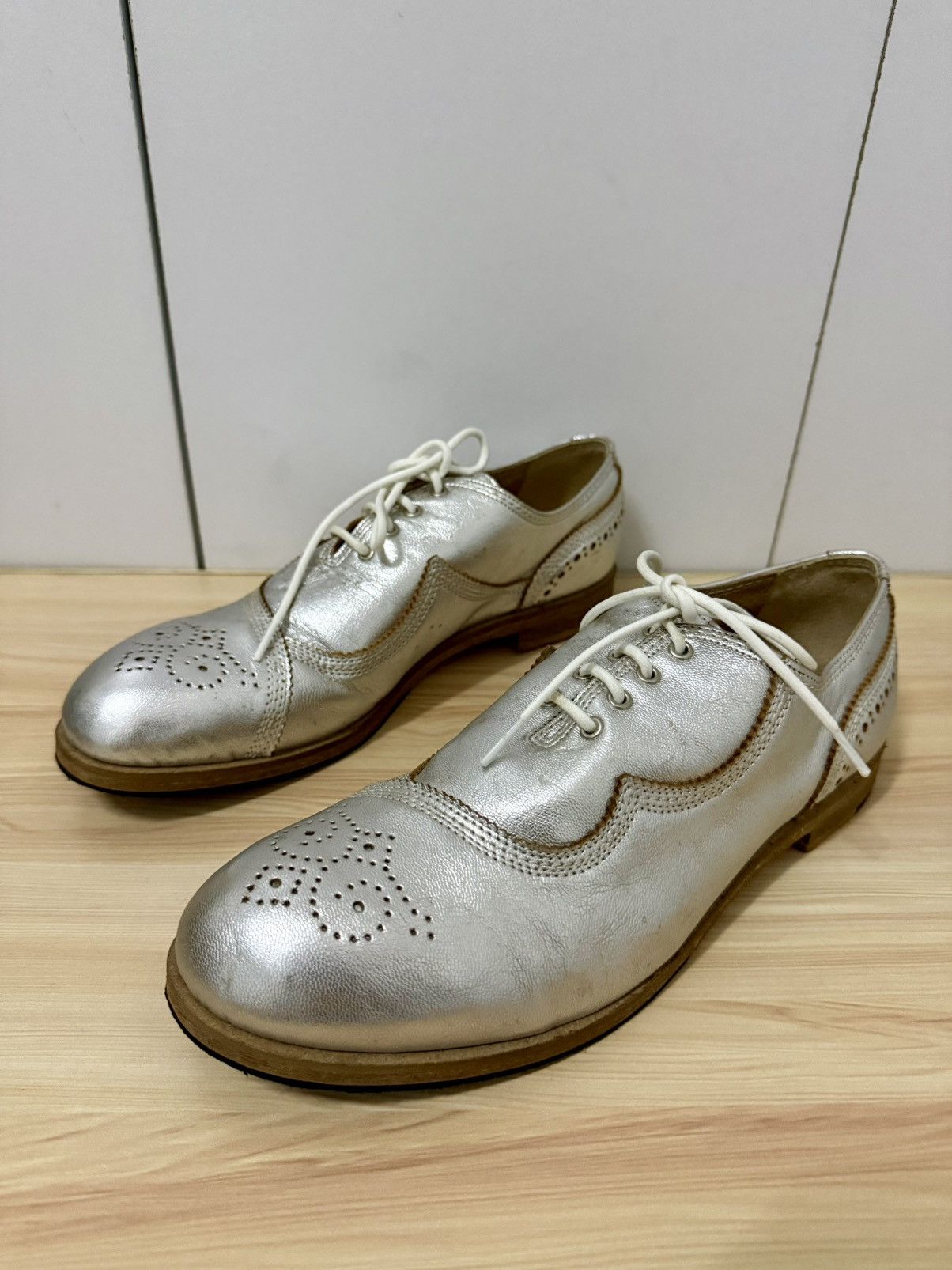 Yohji Yamamoto Kayo Nakamura x Yohji Yamamoto Silver Metallic Brogues shoes Size US 5 / EU 37 - 2 Thumbnail