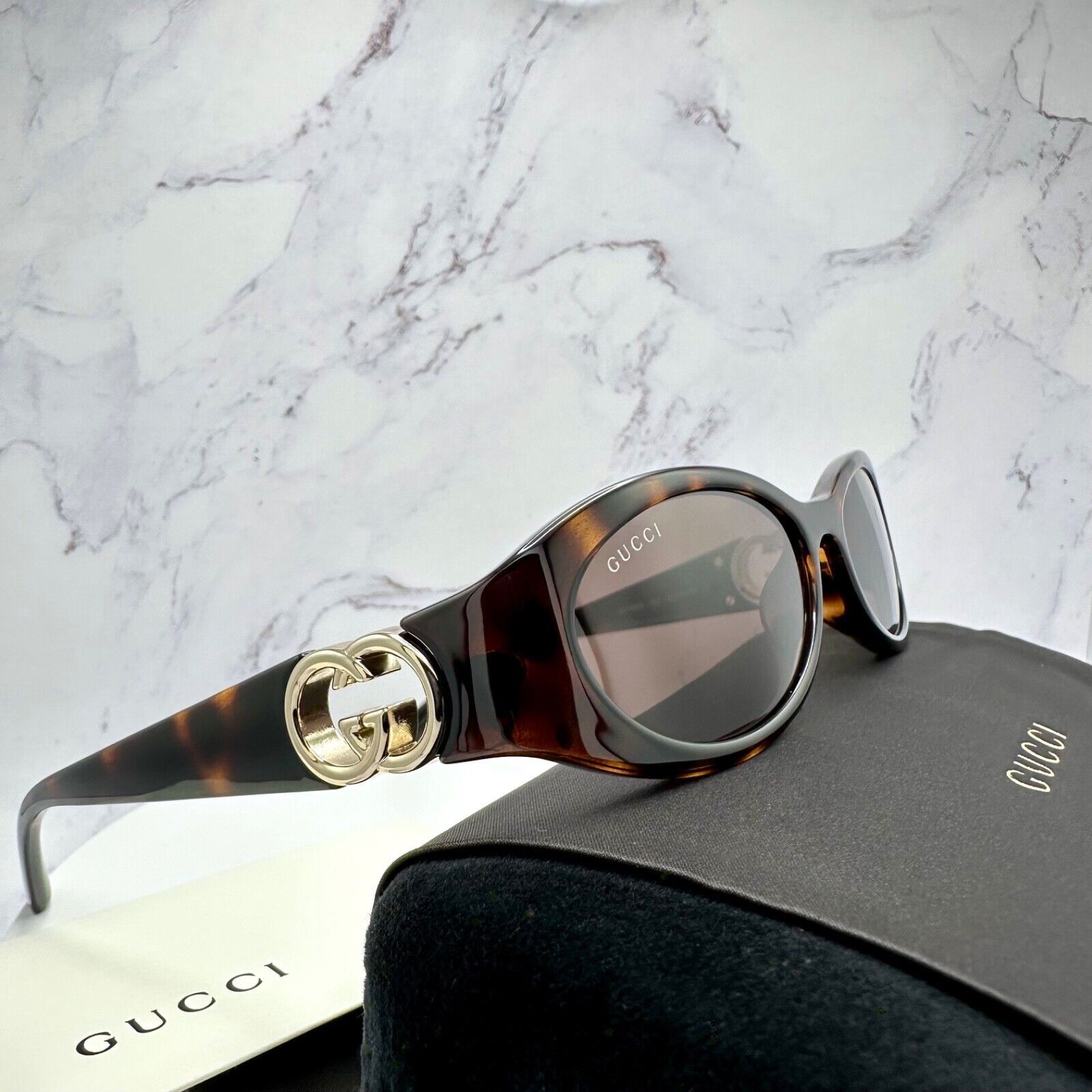 Gucci New Gucci Sunglasses Brown Tortoise Hailey Bieber Collab Size ONE SIZE - 13 Thumbnail