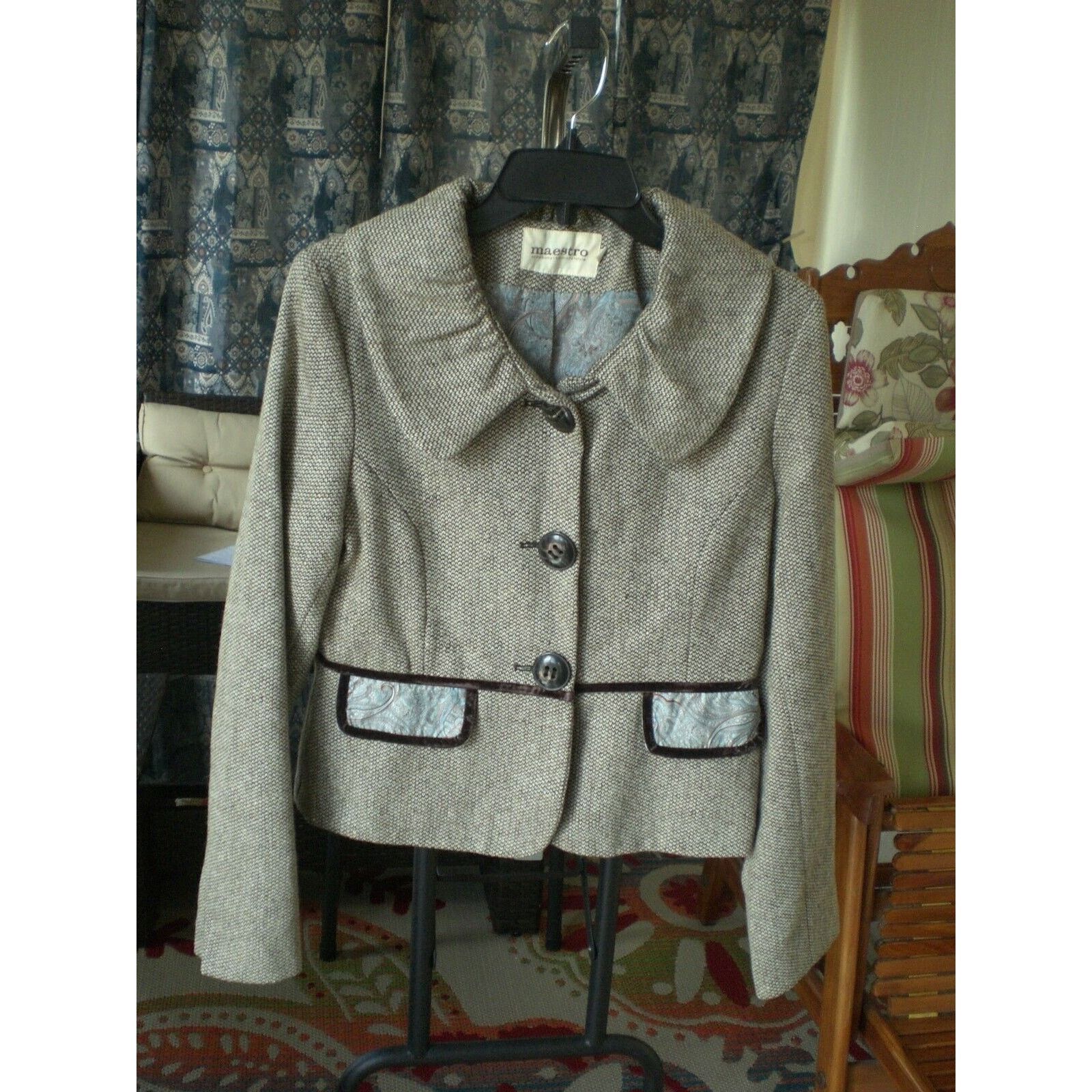 Anthropologie Maestro Anthropologie Tweed Women's Blazer Jacket MEDIUM Size M / US 6-8 / IT 42-44 - 1 Thumbnail