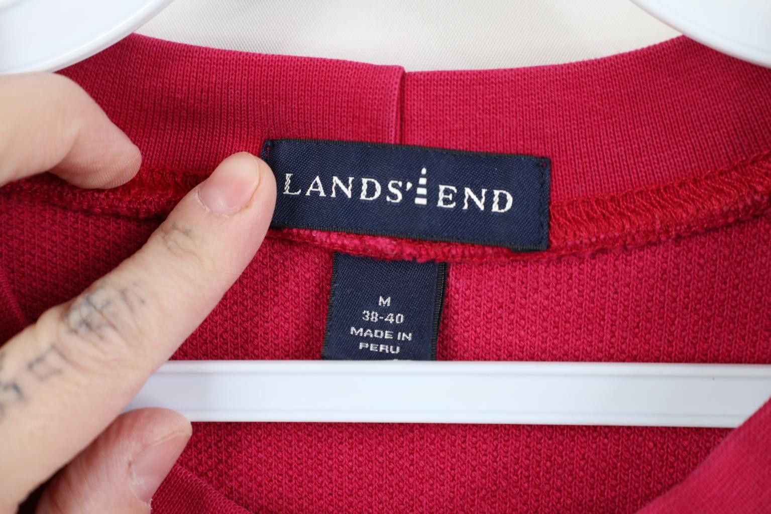 Lands' End Vintage 90s Lands End Thermal Knit Crewneck Sweater Pink Size US M / EU 48-50 / 2 - 6 Thumbnail