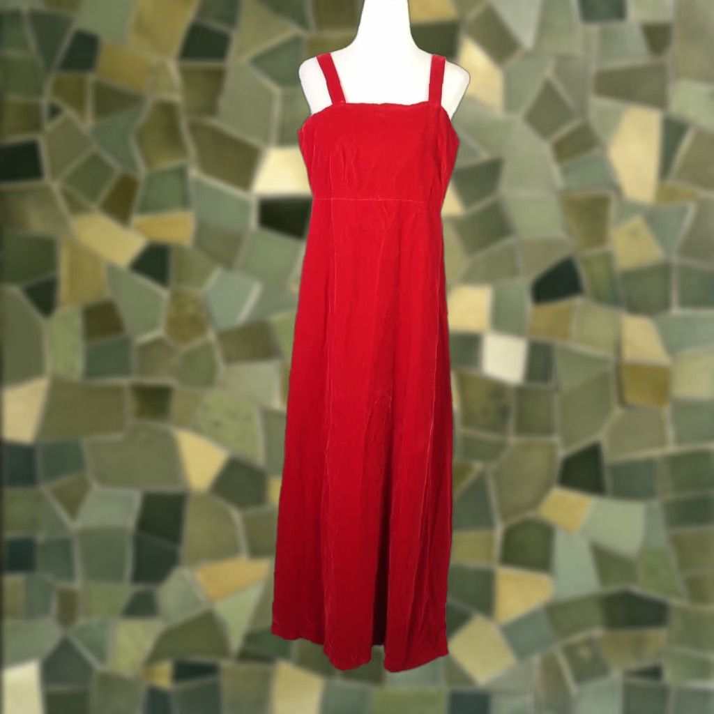 Velvet VINTAGE 90s red velvet formal long maxi jumper dress S Shirt? Size S / US 4 / IT 40 - 1 Thumbnail