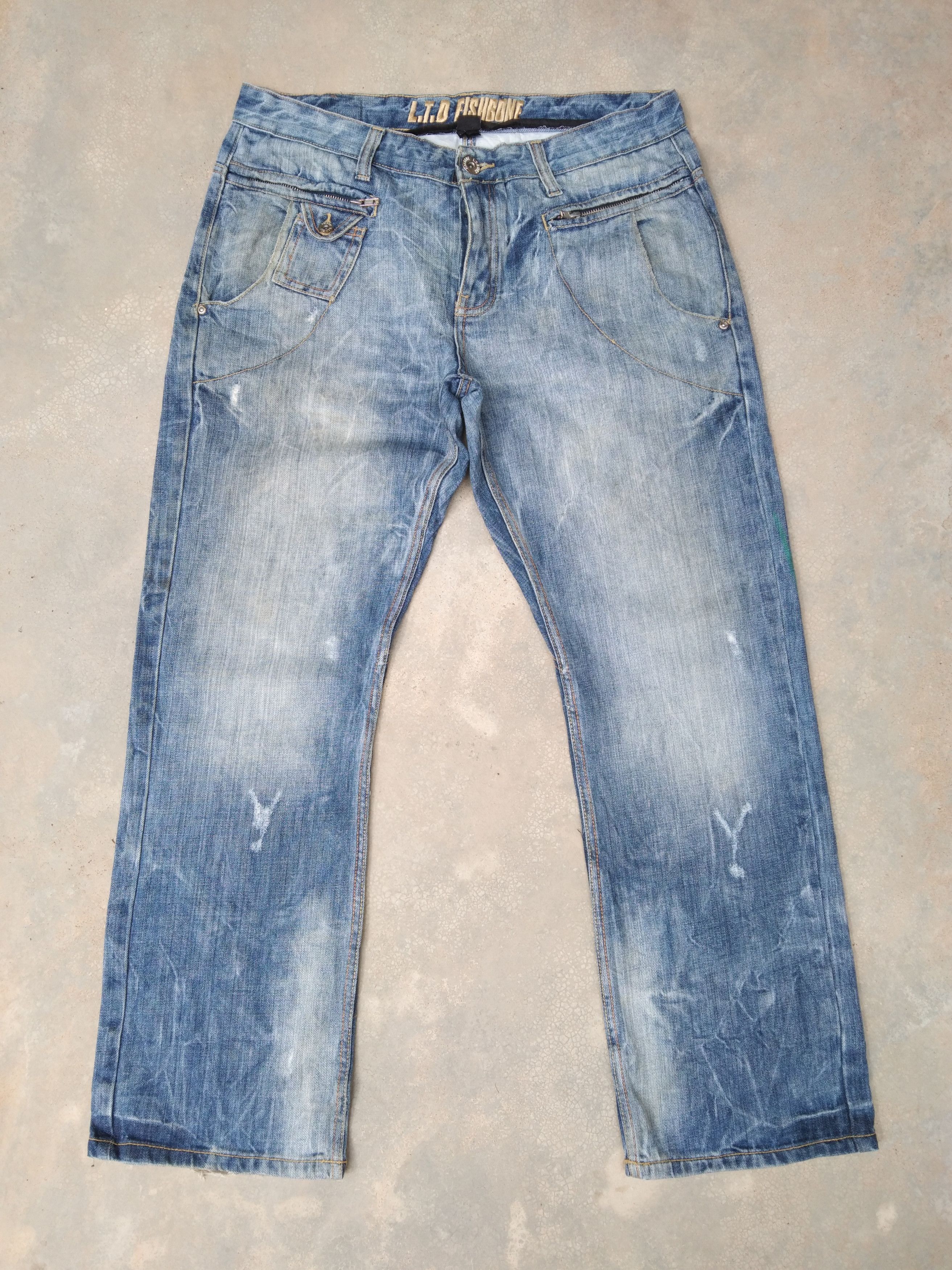 Vintage Vintage Retro Punk Fishbone Distressed Jeans 34x30 | Grailed