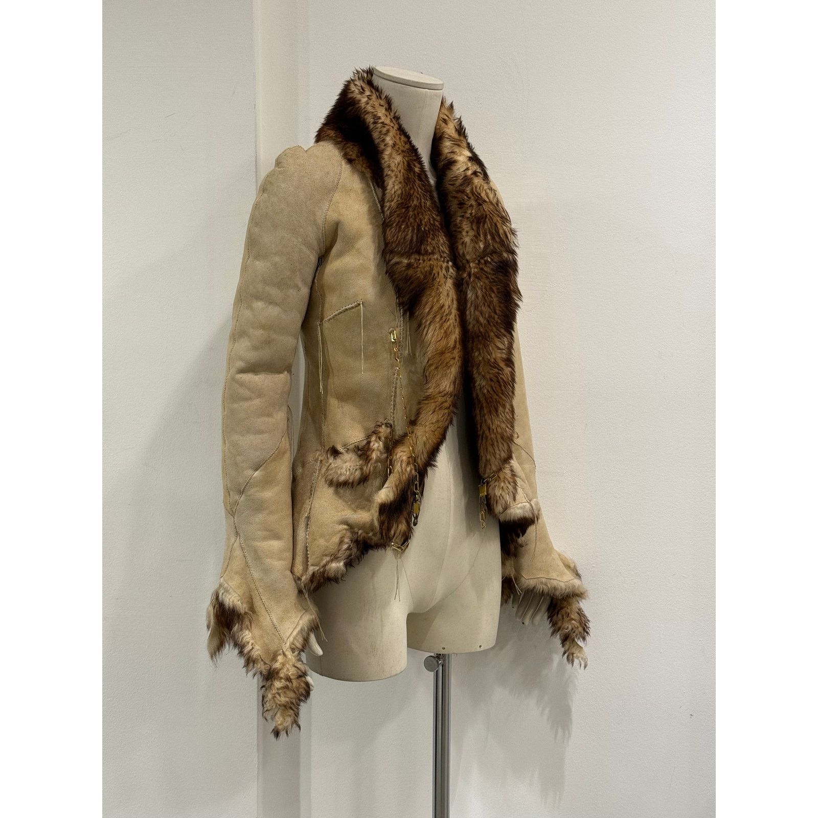 Roberto Cavalli 2000s Roberto Cavalli Shearling leather jacket with chains Size M / US 6-8 / IT 42-44 - 3 Thumbnail