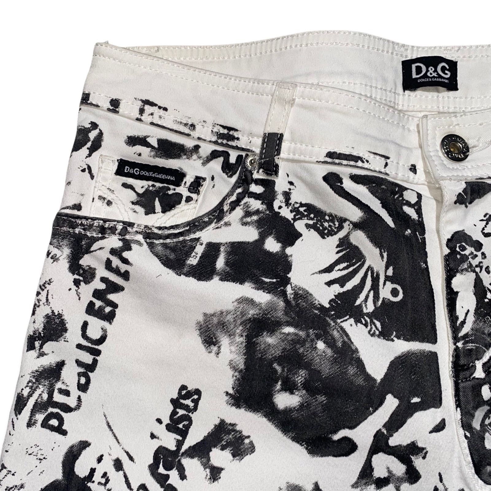 Dolce & Gabbana archive newspaper punk graphic flared denim Size US 30 / EU 46 - 2 Thumbnail