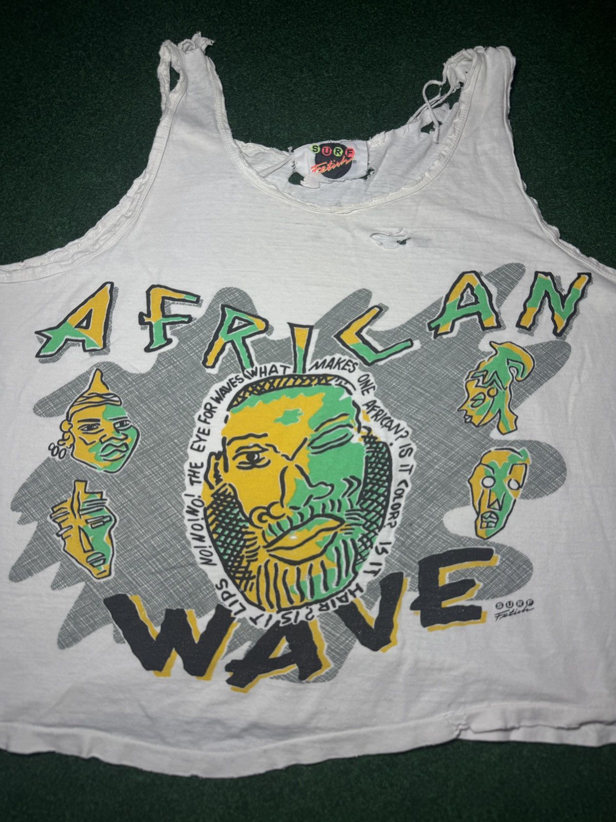 Vintage Vtg 90s African Wave Surfer Distressed Boxy Crop Tank Top Size US L / EU 52-54 / 3 - 2 Thumbnail